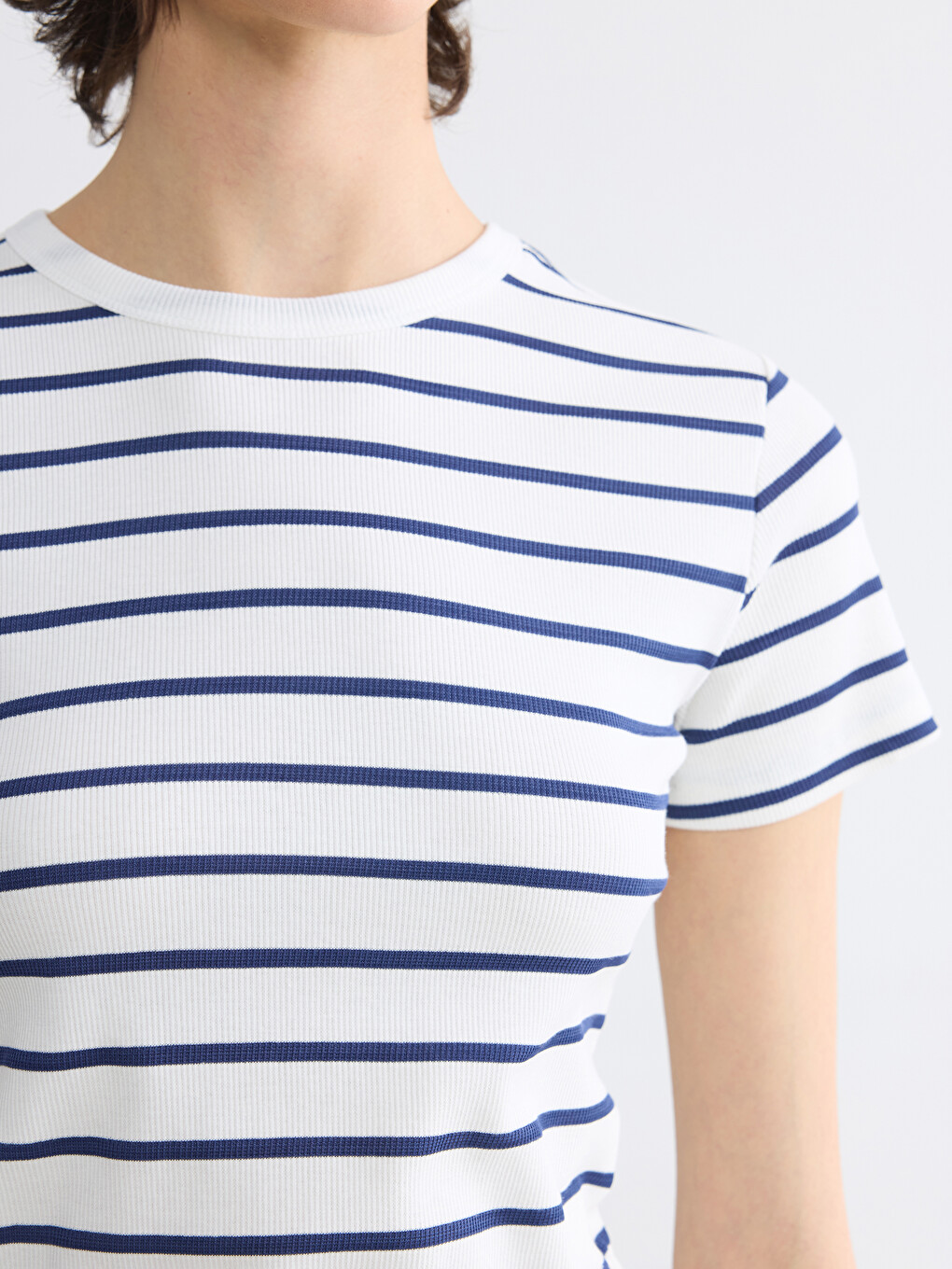 Crew Neck Striped Women's T-Shirt-1