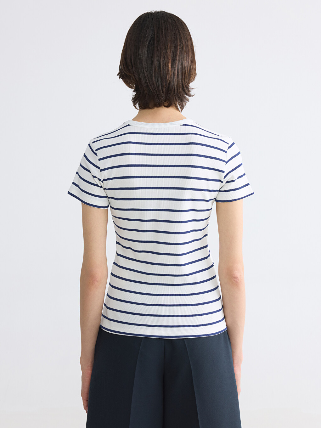 Crew Neck Striped Women's T-Shirt-2
