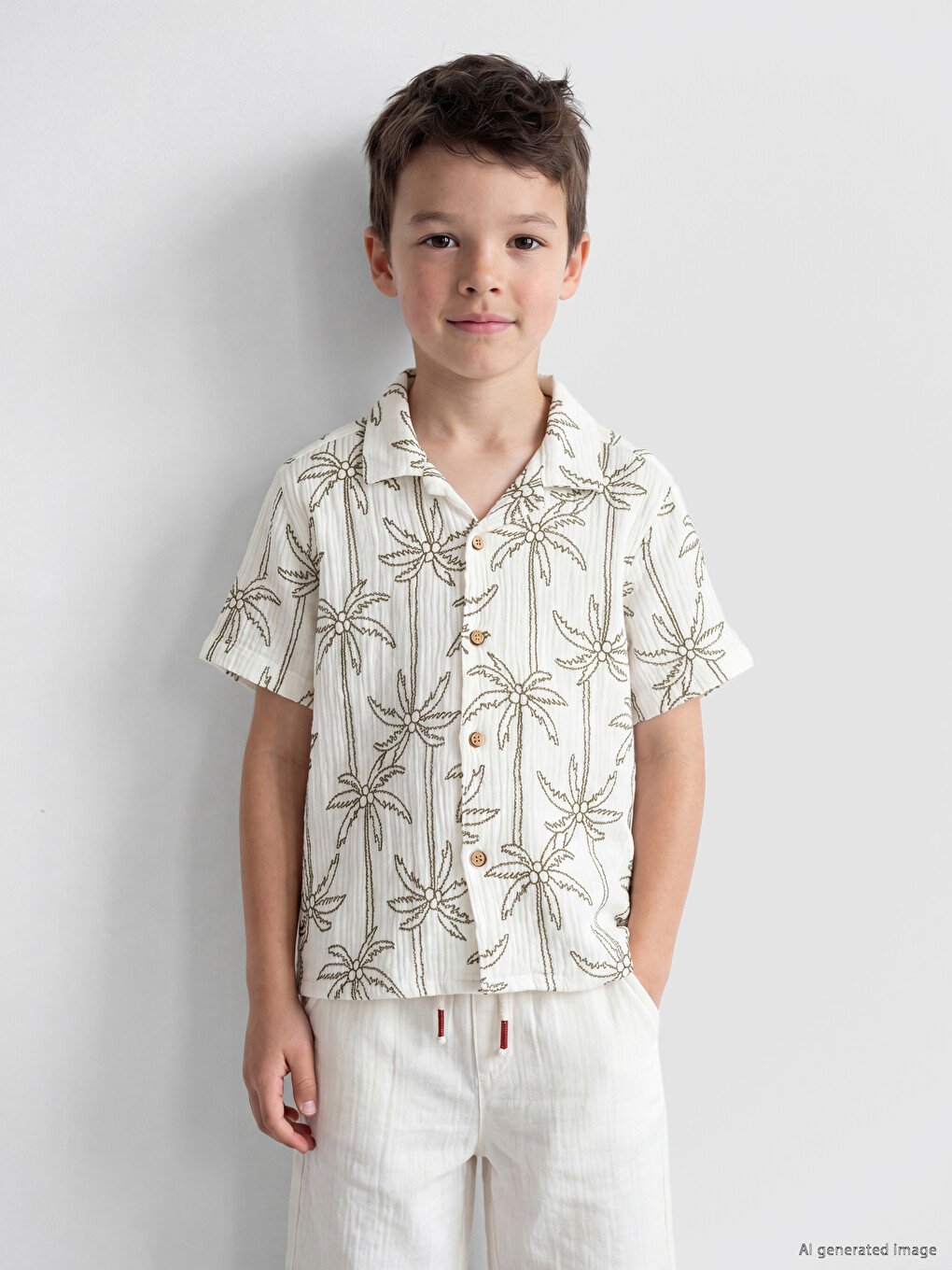 Palm Printed Boys' Shirt