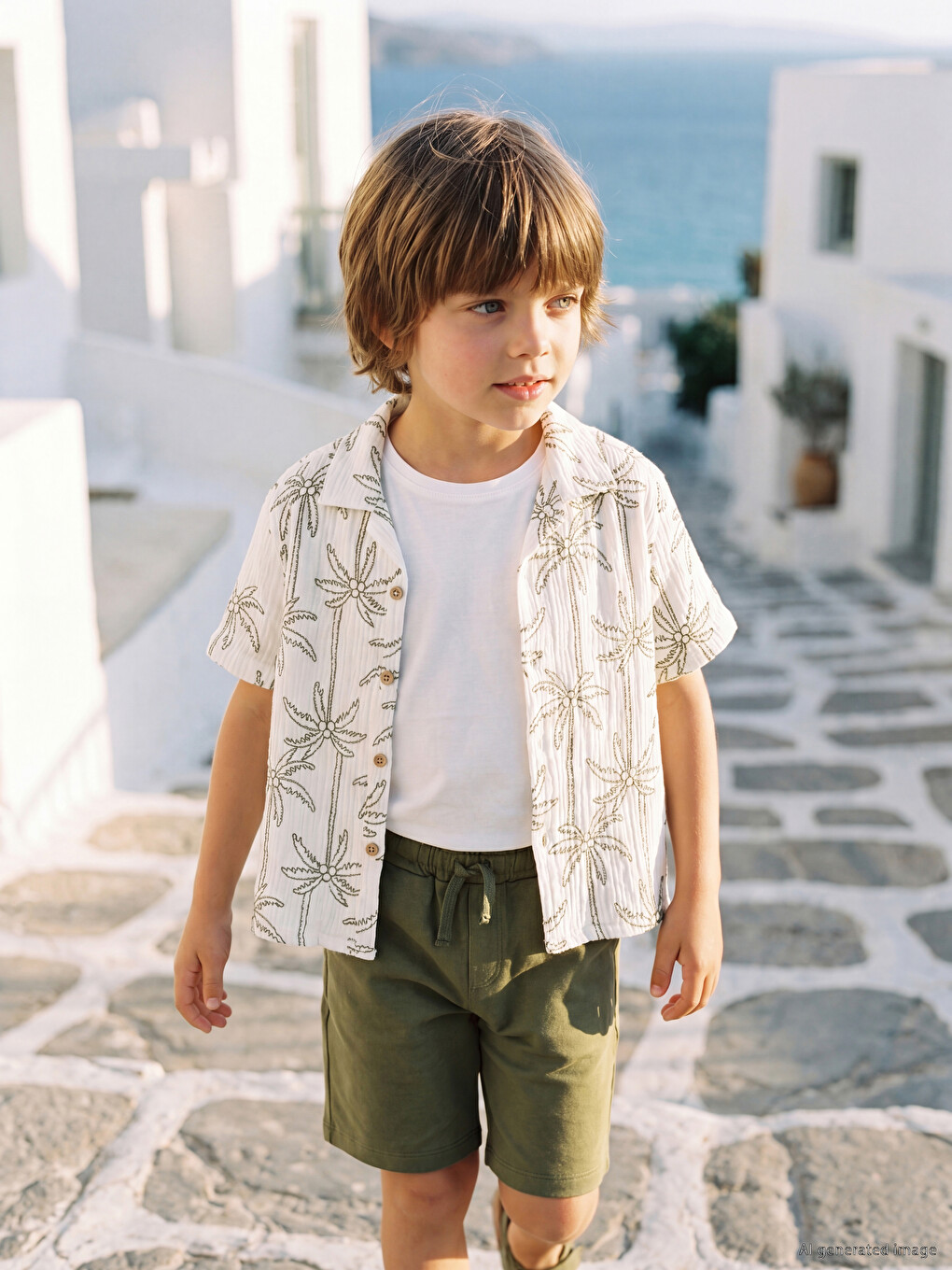 Palm Printed Boys' Shirt