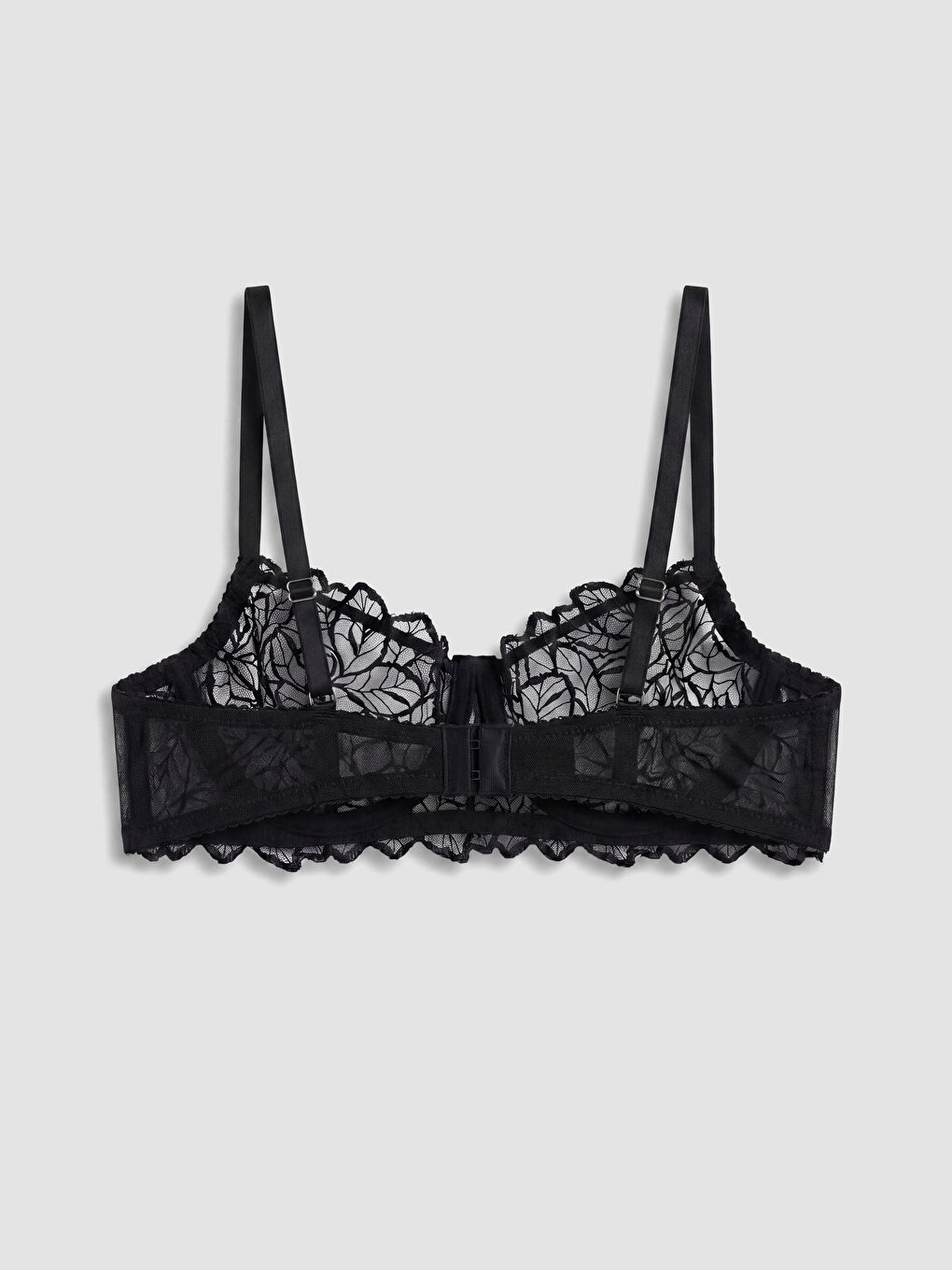 Siyah Balenli Dolgusuz Dantelli Fantezi Tişört Sütyen-1