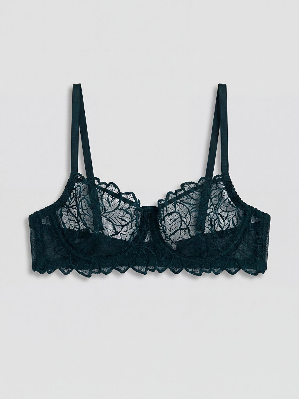 Yeşil Balenli Dolgusuz Dantelli Fantezi Tişört Sütyen