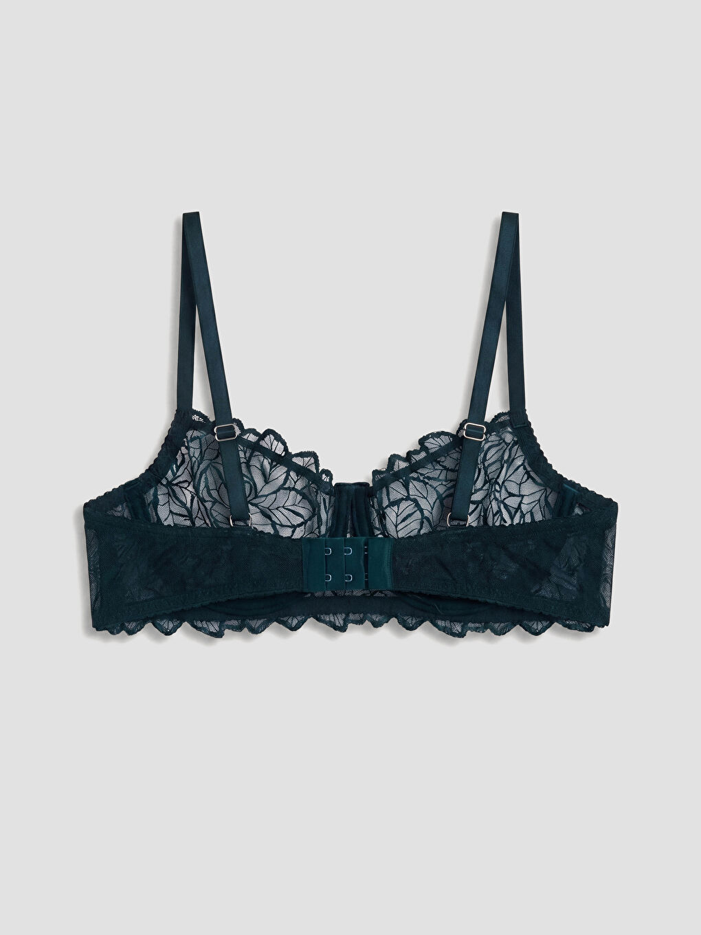 Yeşil Balenli Dolgusuz Dantelli Fantezi Tişört Sütyen-1