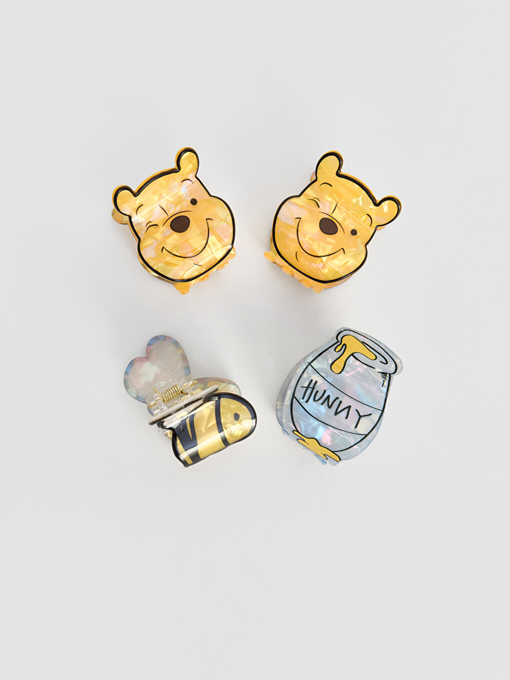 Karışık Winnie The Pooh Baskılı KIz Çocuk Mandal Toka Seti 4'lü