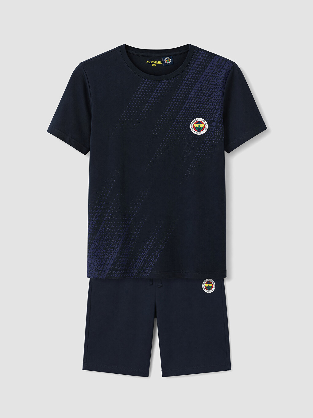 Lacivert Fenerbahçe Baskılı Erkek Şortlu Pijama Takımı