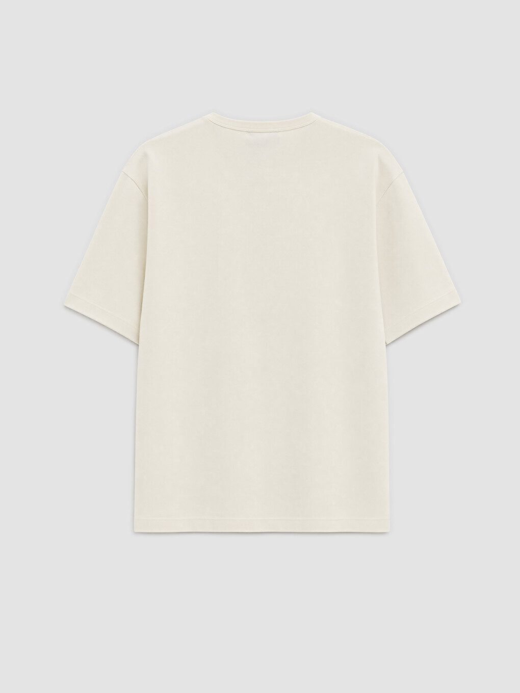 Ekru Henley Yaka Erkek Penye Tişört-1