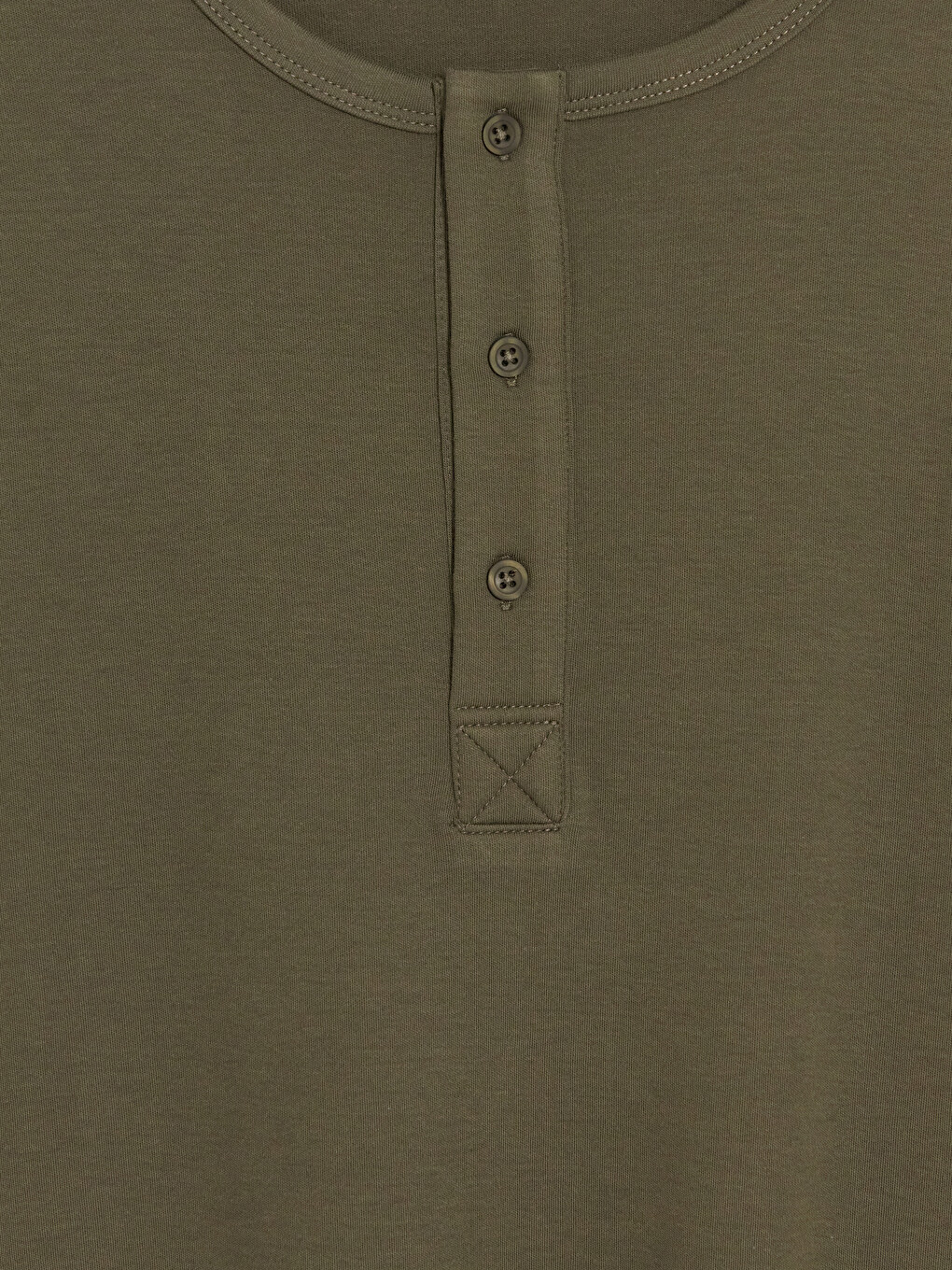 Haki Henley Yaka Erkek Penye Tişört-2