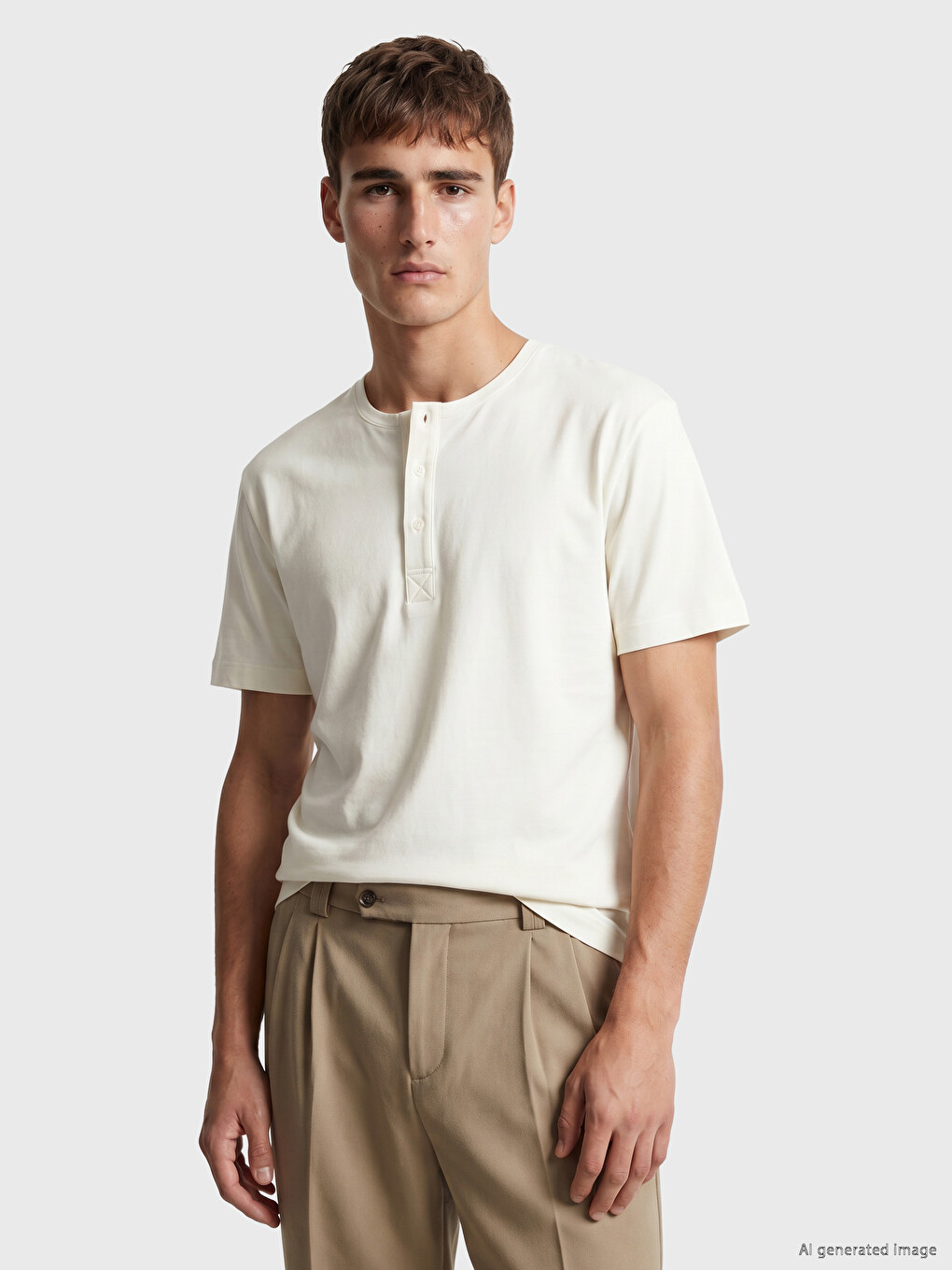 Henley Neck Men's Jersey T-shirt-1