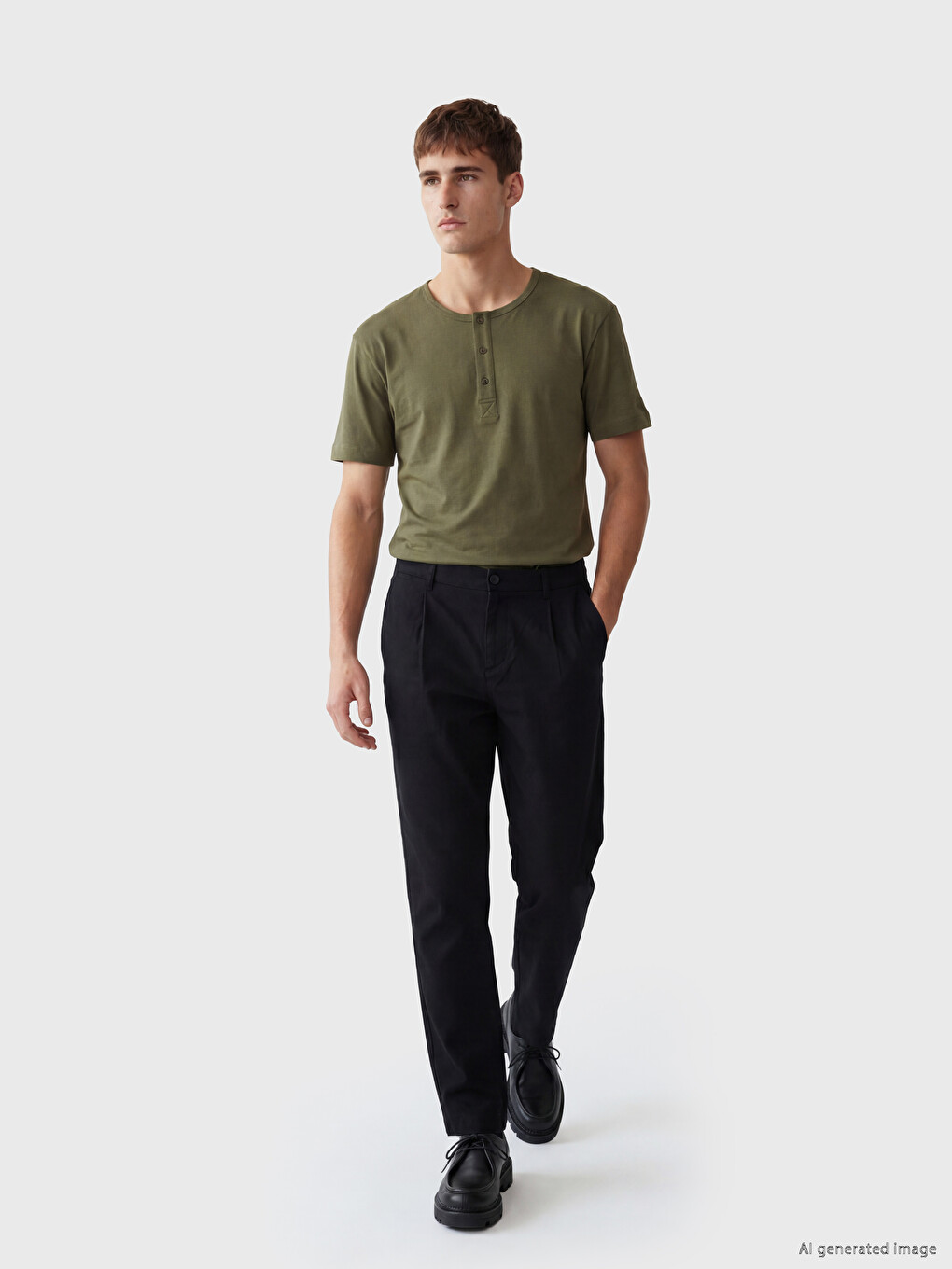 Henley Neck Men's Jersey T-shirt-2
