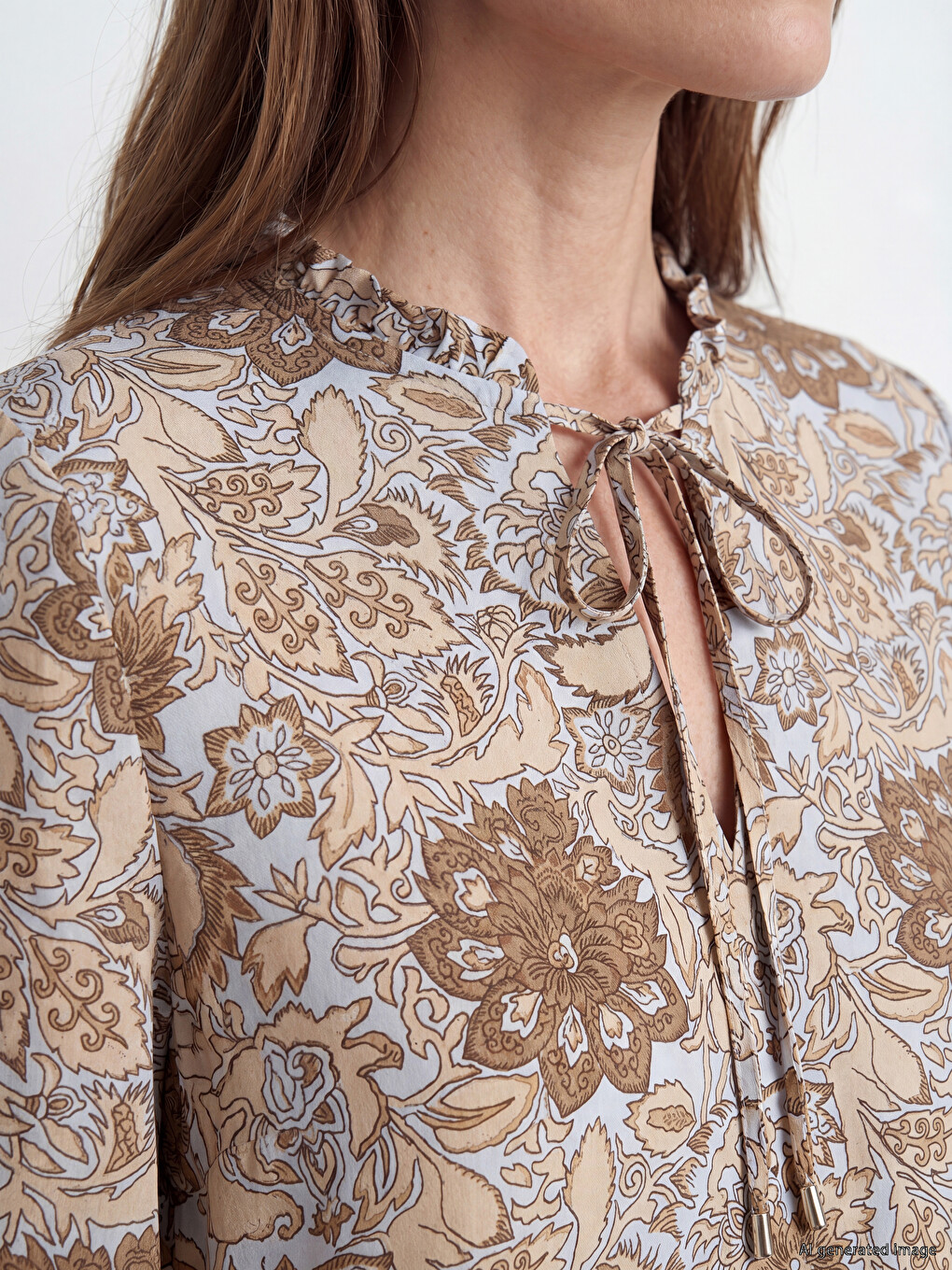 Tie Neck Patterned Dress-2