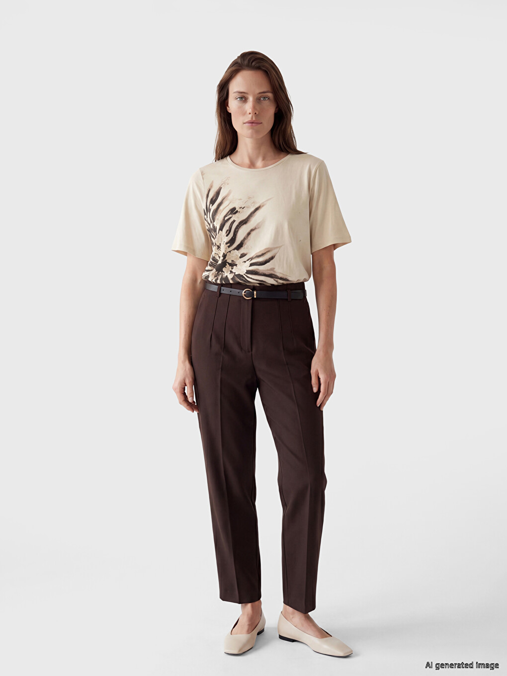 Crew Neck Patterned Women's T-Shirt-1
