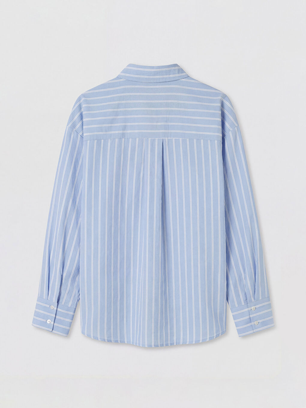 Mavi Çizgili Oversize Kadın Gömlek-1