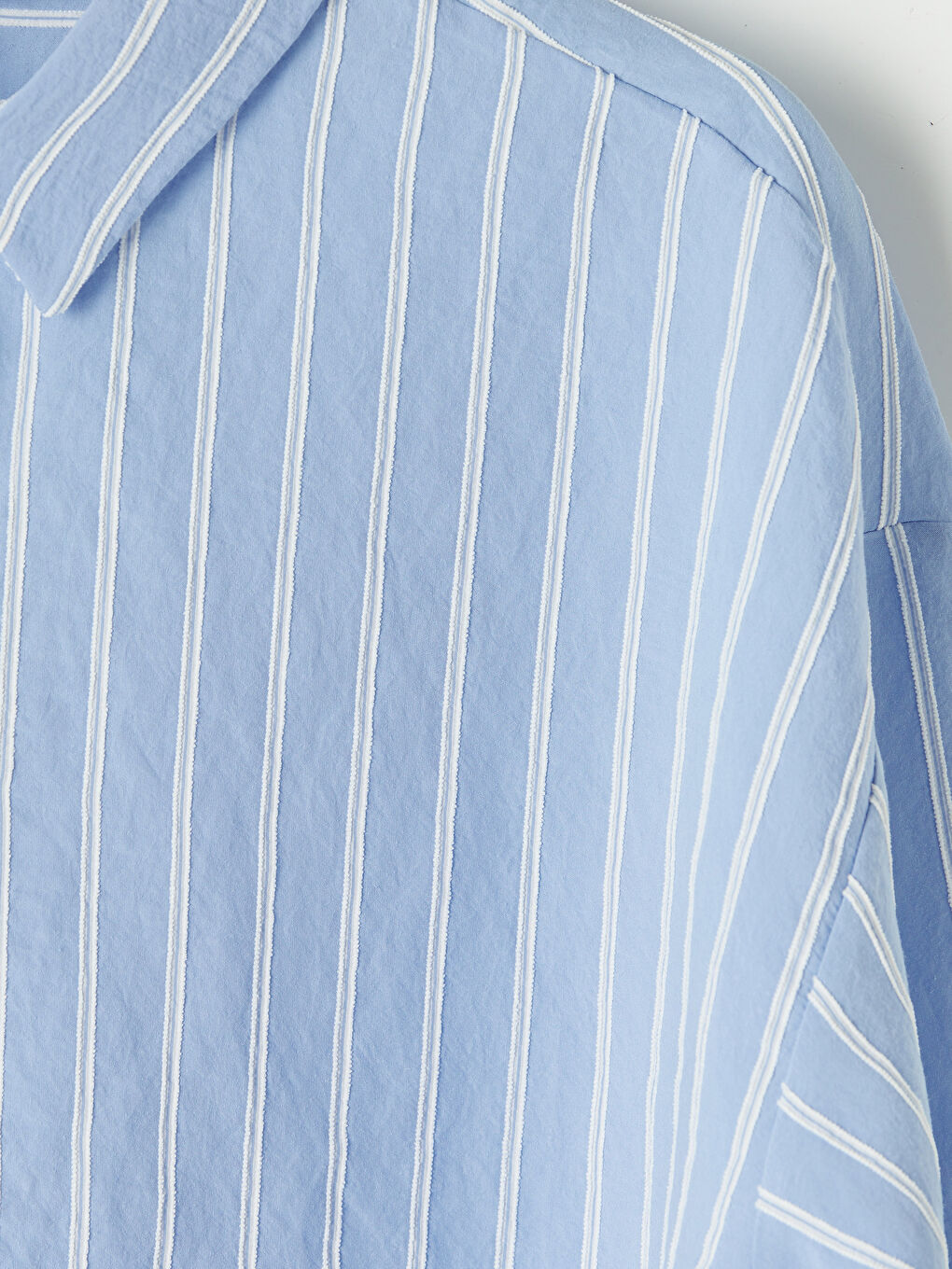 Mavi Çizgili Oversize Kadın Gömlek-2