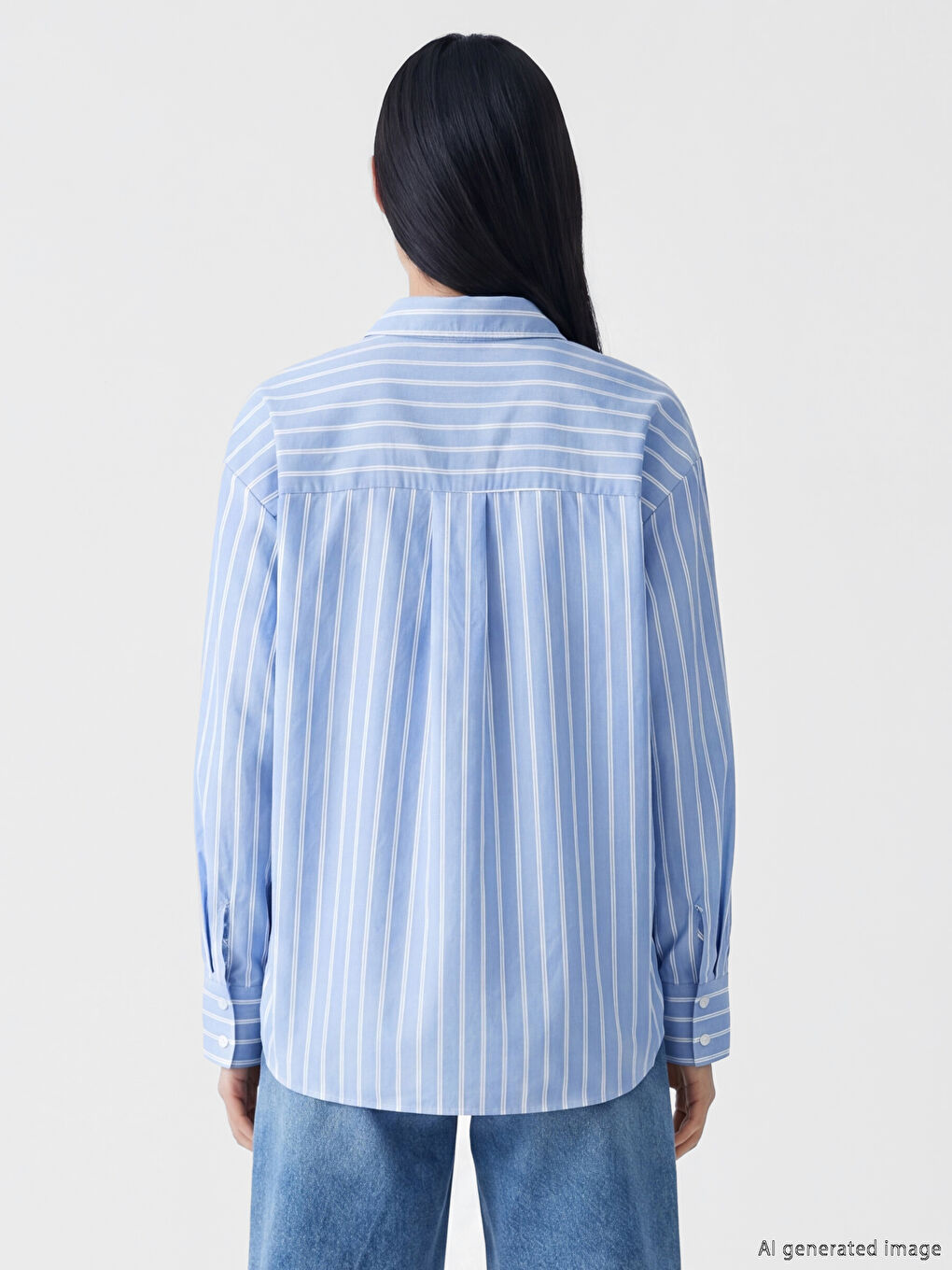 Ριγέ Υπερμεγέθες Πουκάμισο για γυναίκες-3