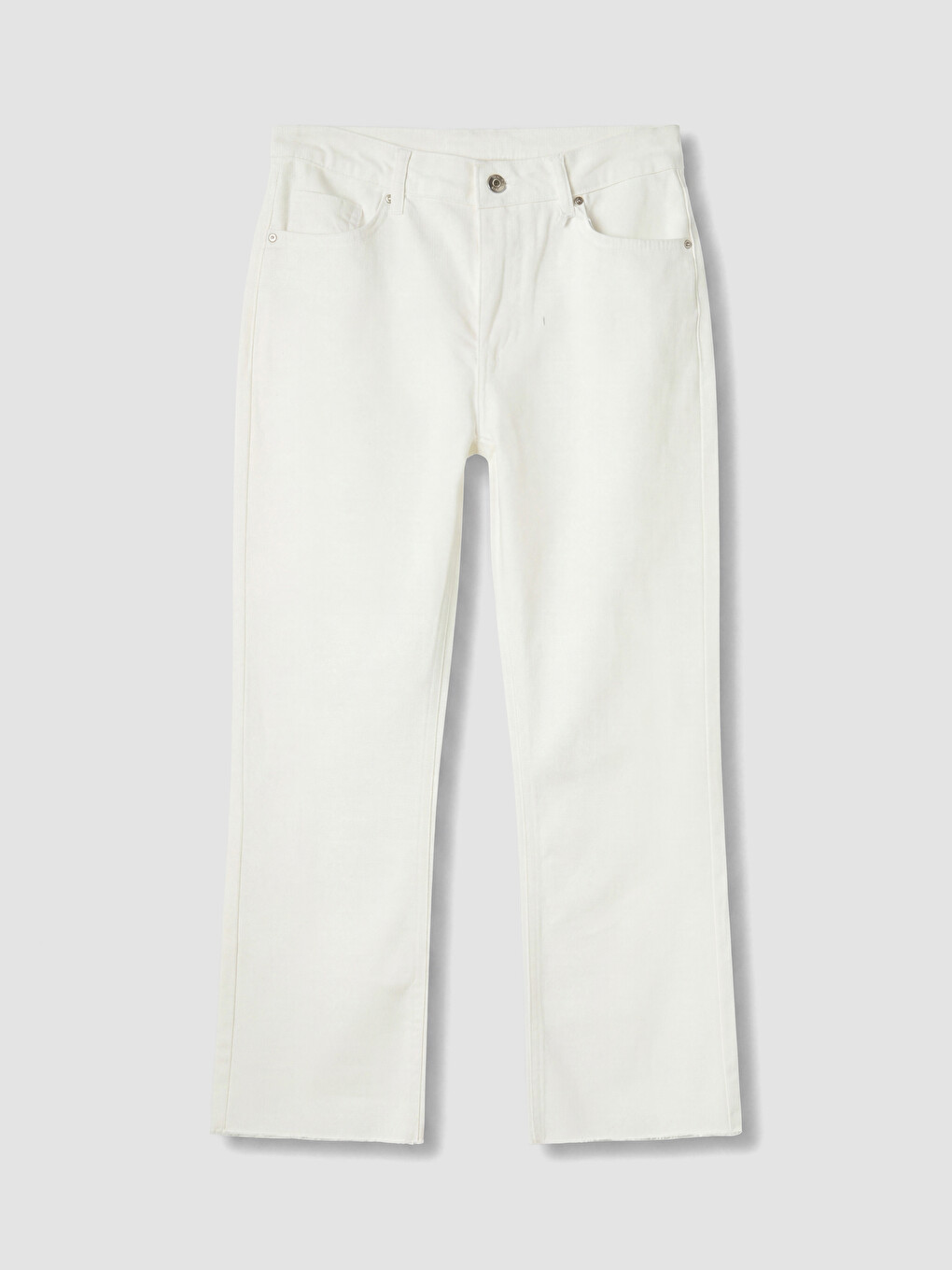 Beyaz Crop Flare Kadın Jean Pantolon