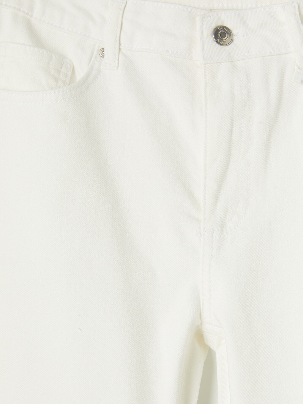 Beyaz Crop Flare Kadın Jean Pantolon-1