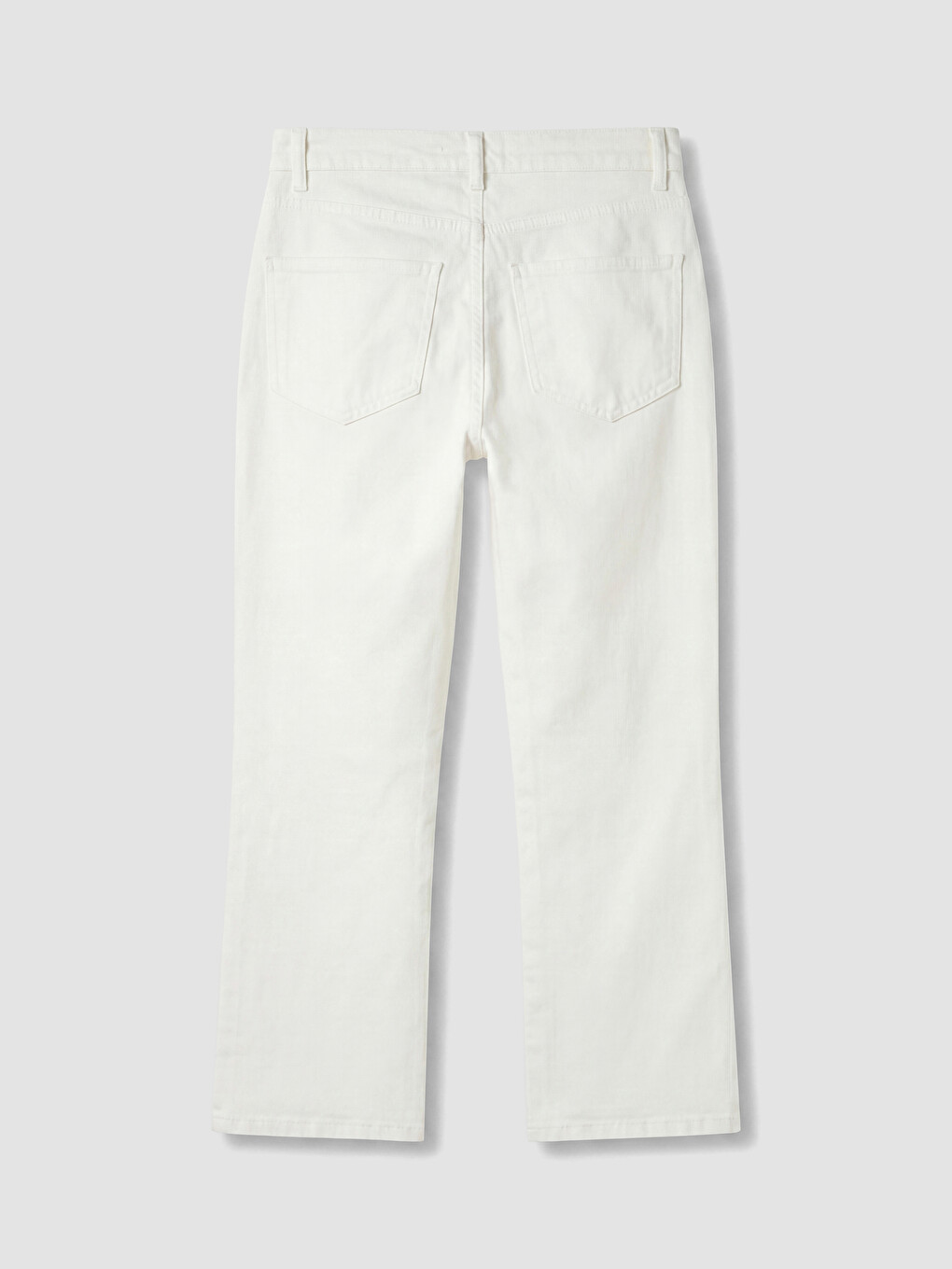 Beyaz Crop Flare Kadın Jean Pantolon-2