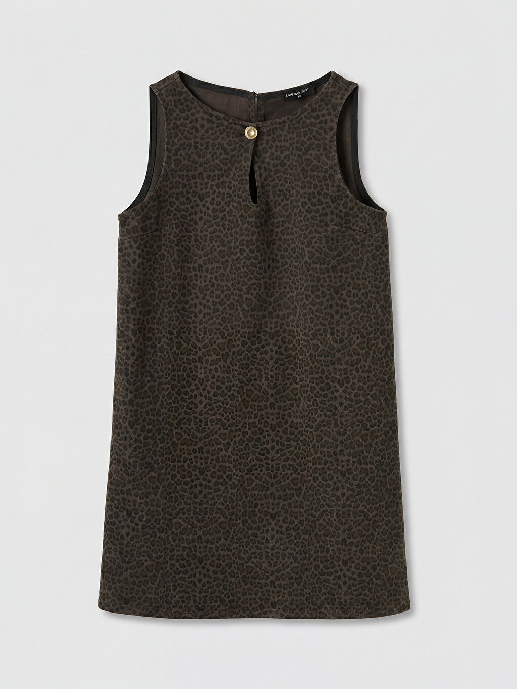 Kahverengi Leopar Desenli Mini Jean Elbise