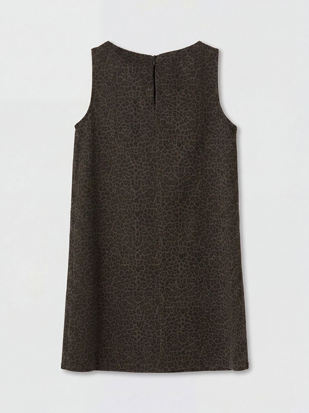 Kahverengi Leopar Desenli Mini Jean Elbise-1