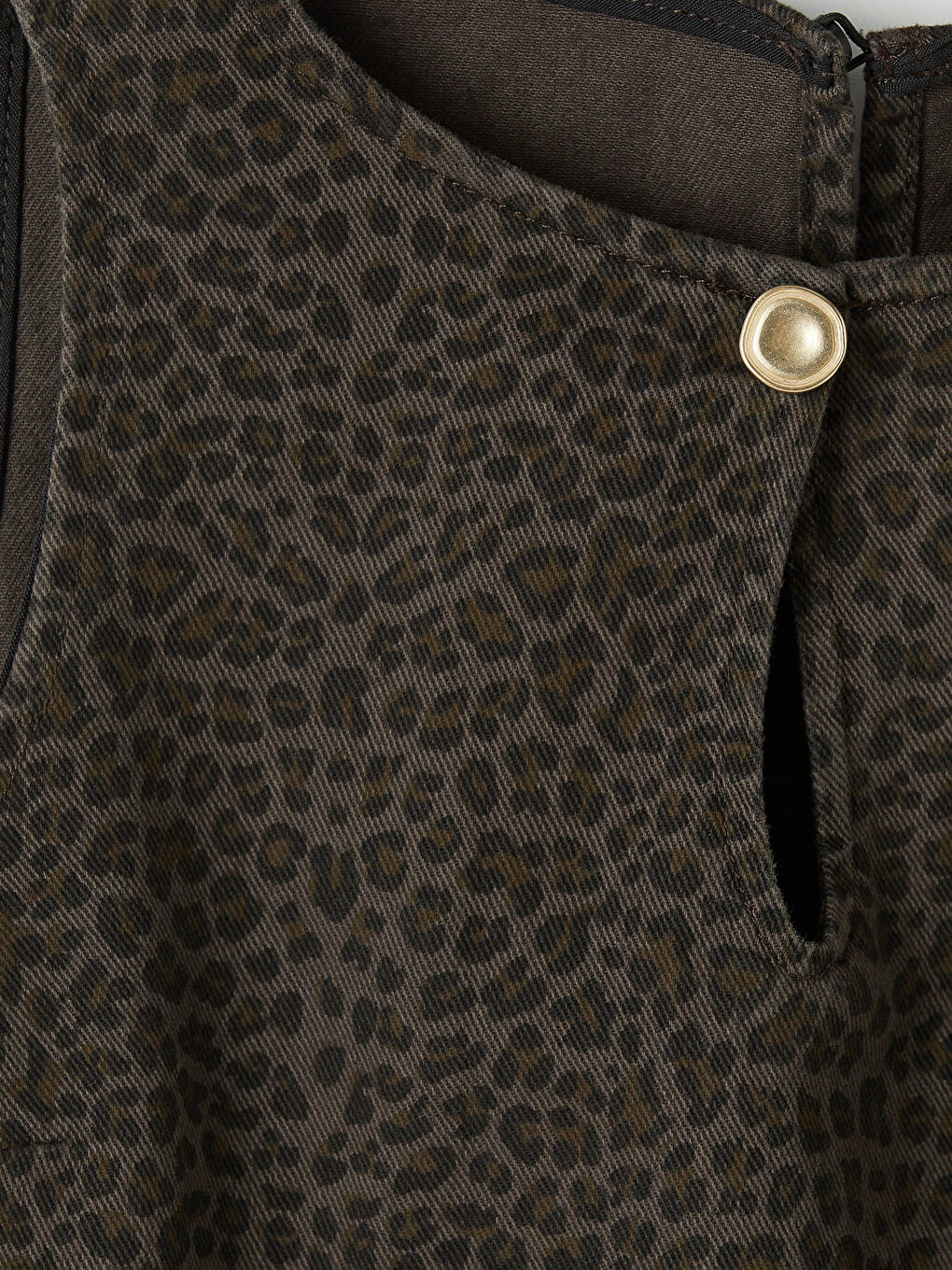 Kahverengi Leopar Desenli Mini Jean Elbise-2