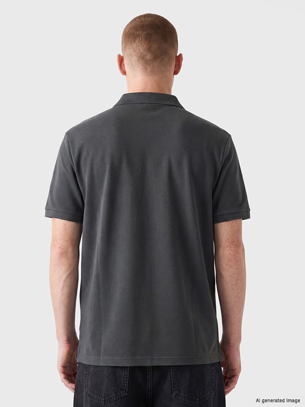 T-shirt mashkullore me jakë polo nga pëlhurë peshqiri-3
