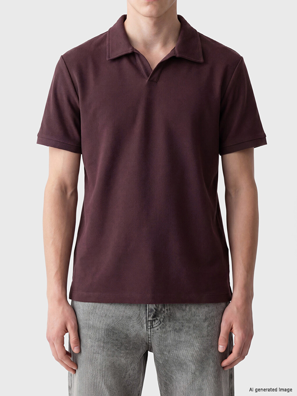 T-shirt mashkullore me jakë polo nga pëlhurë peshqiri-2