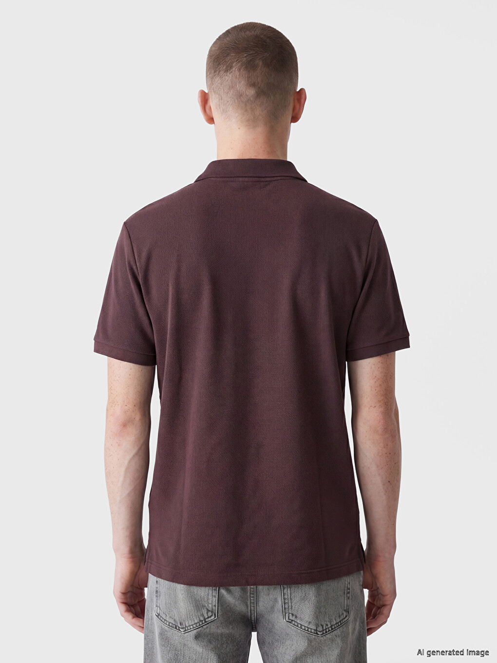 T-shirt mashkullore me jakë polo nga pëlhurë peshqiri-3