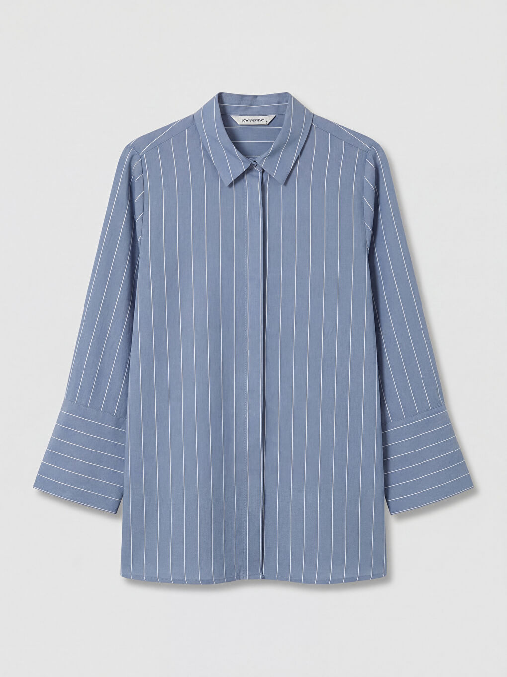 İndigo Çizgili Kadın Gömlek Tunik