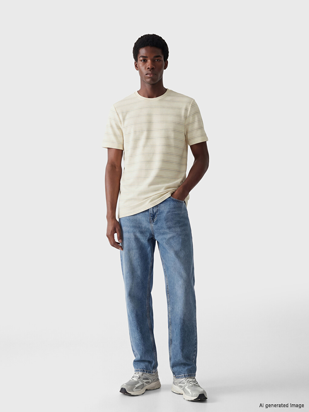 Crew Neck Striped Men's T-Shirt-1