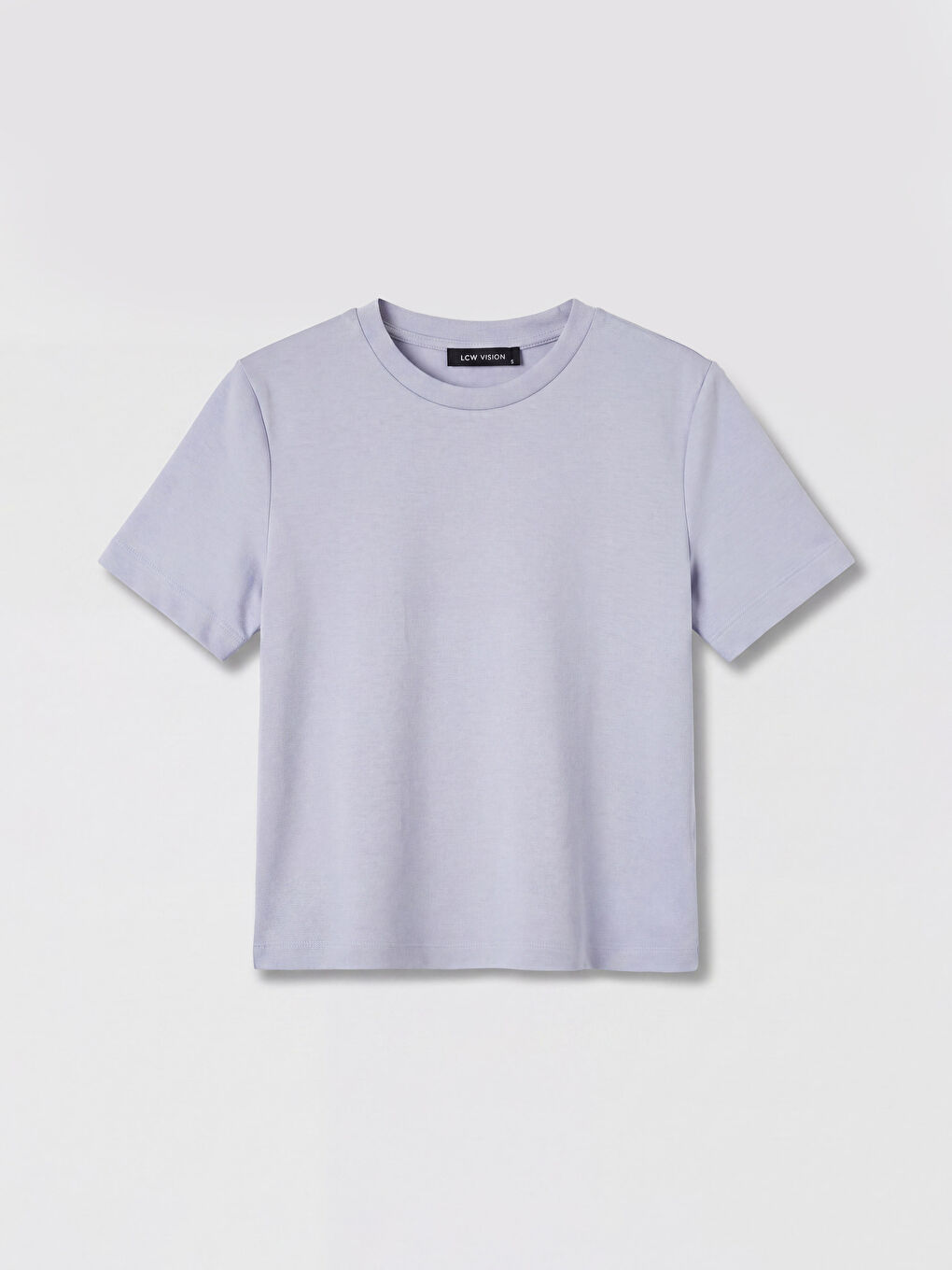 Lila Bisiklet Yaka Soft Touch Kadın Tişört