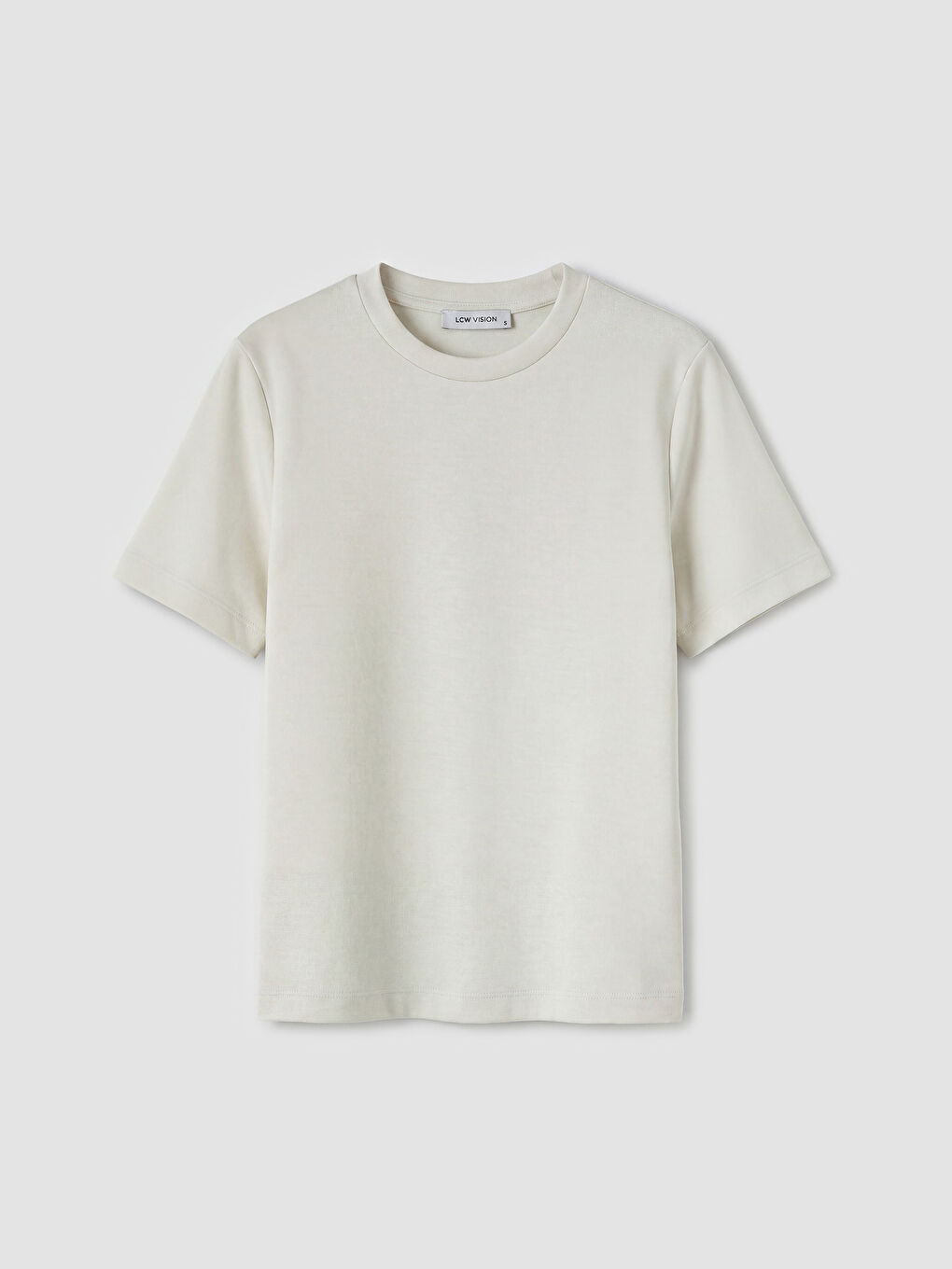 Bej Bisiklet Yaka Soft Touch Kadın Tişört