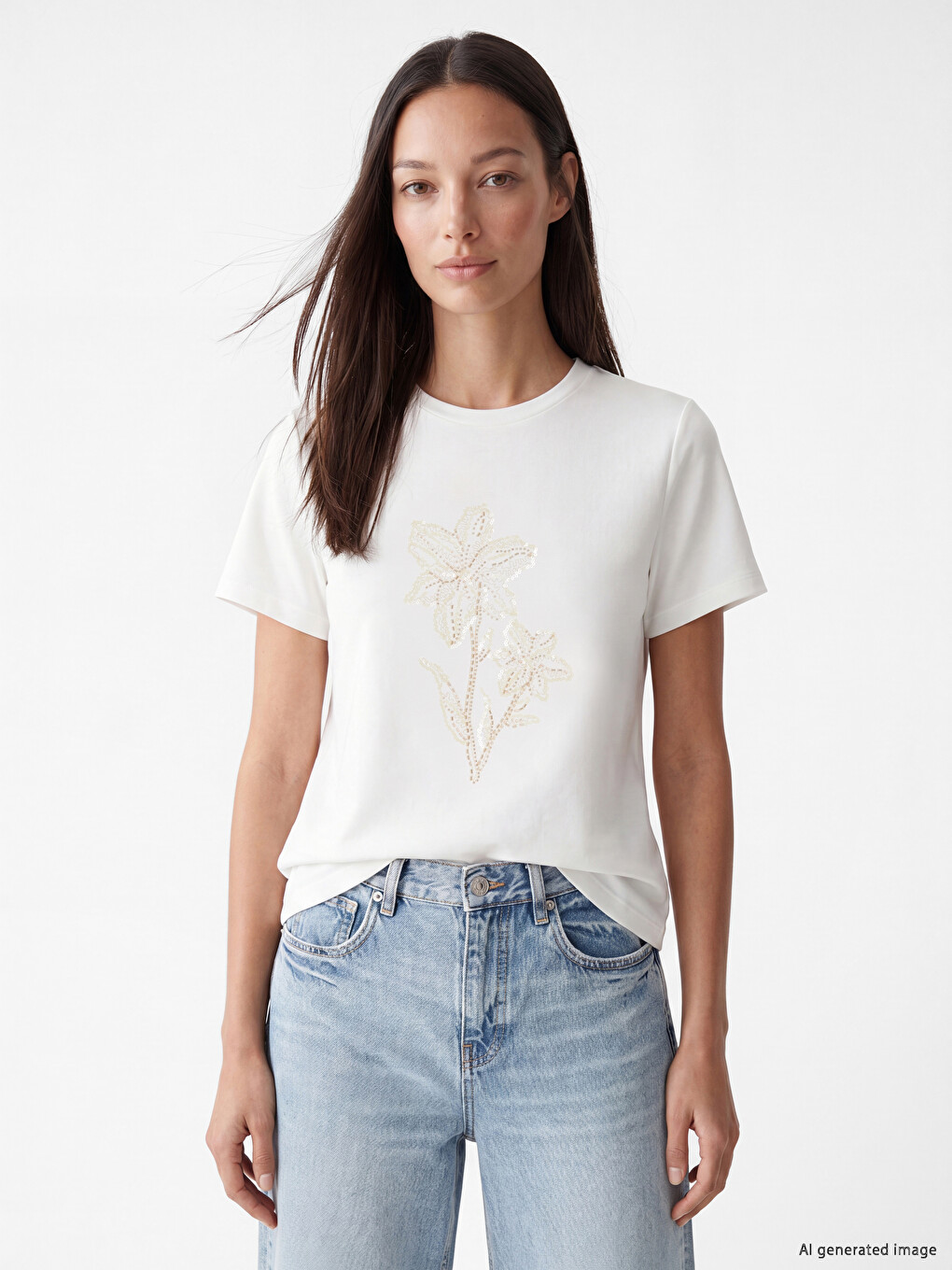 Bluza s okruglim izrezom, ukrašena