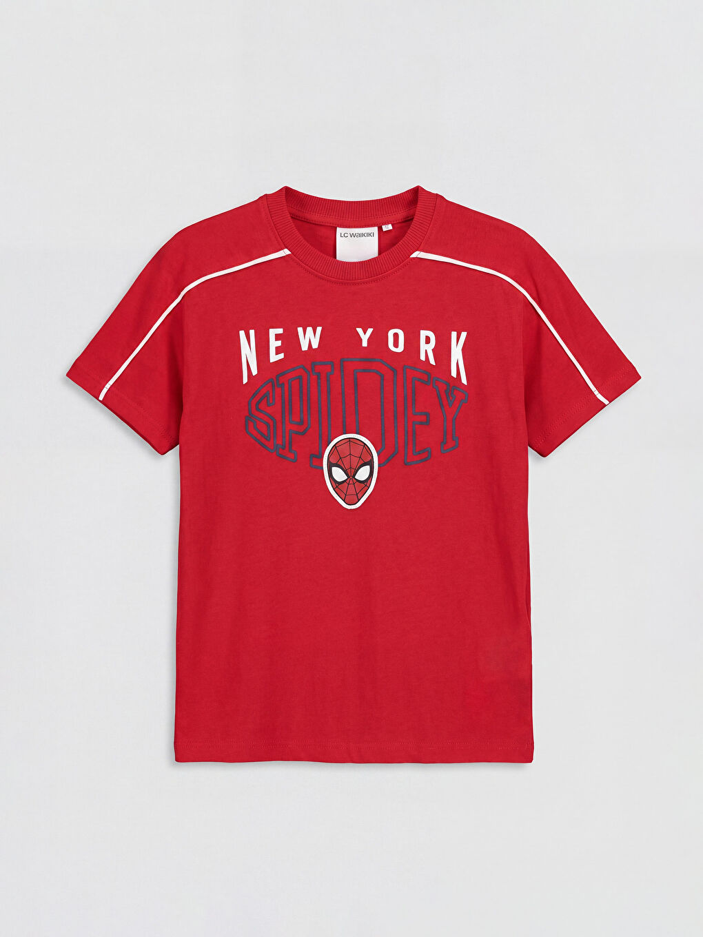Kırmızı Bisiklet Yaka Spider-Man Baskılı Erkek Çocuk Tişört