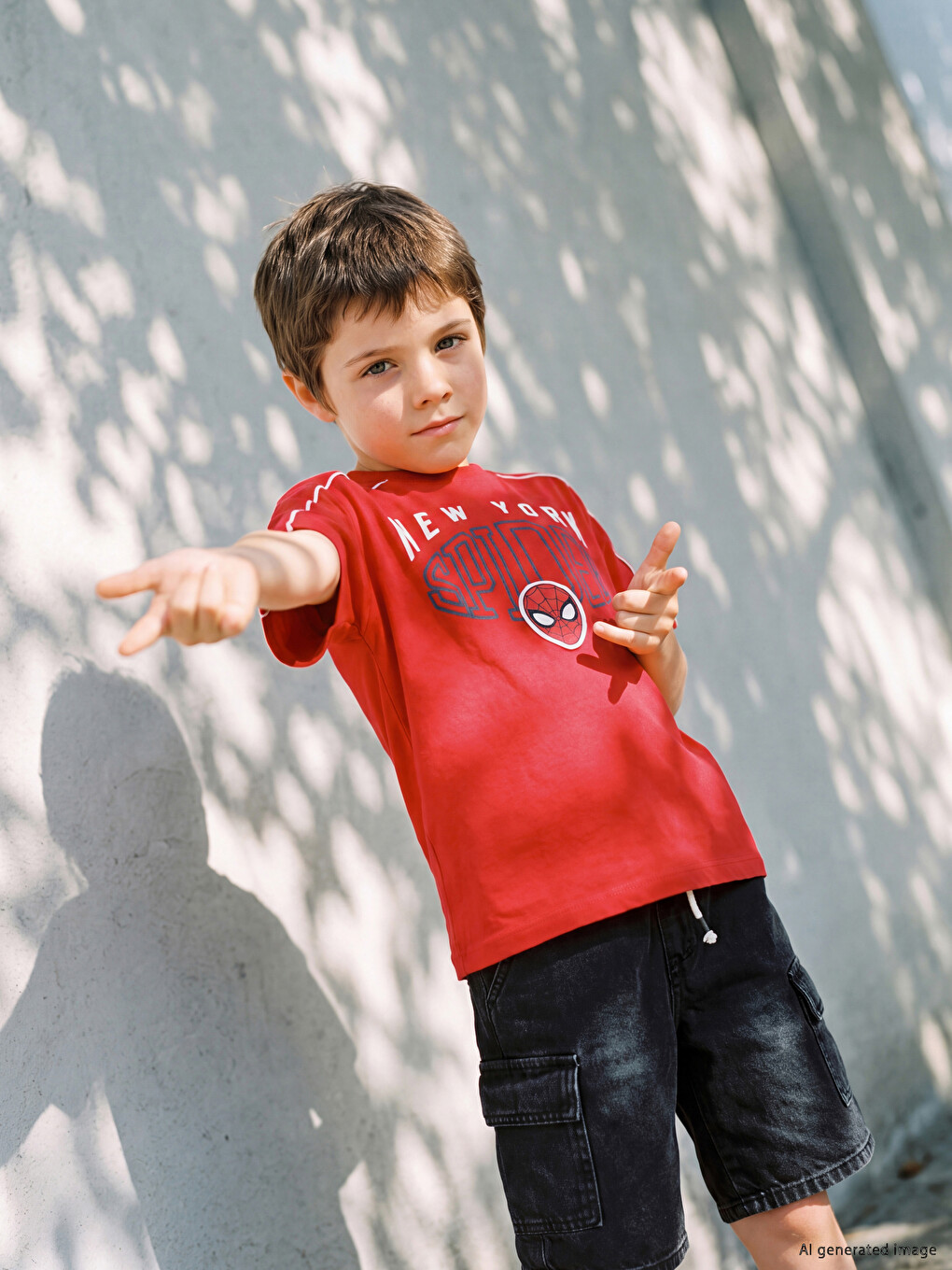 Crew Neck Spider-man Printed Boys' T-shirt-1