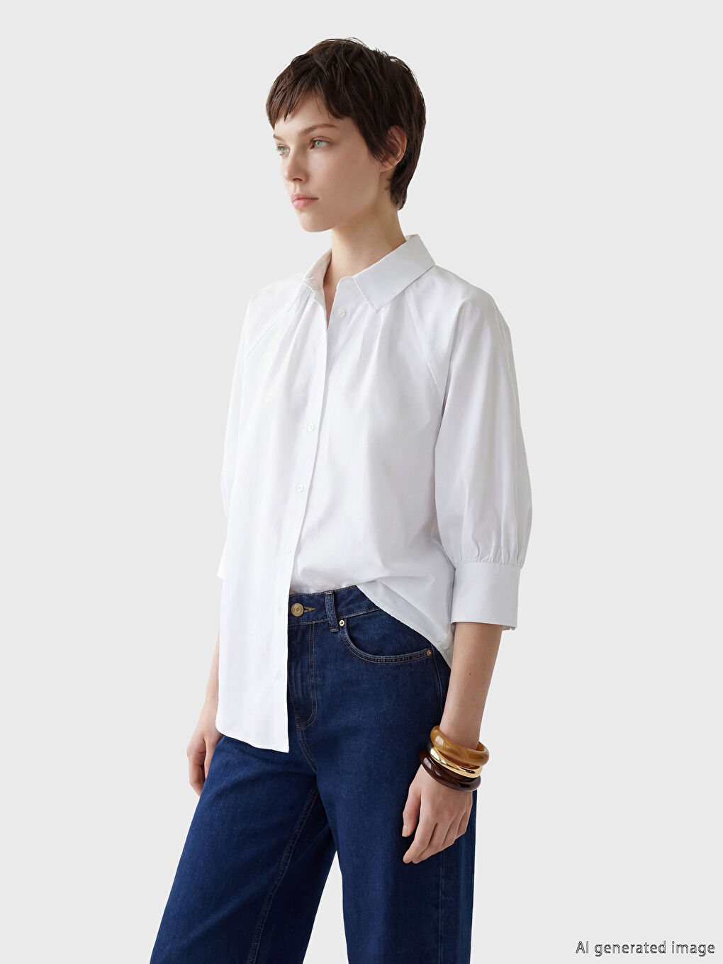 Beyaz Poplin Kadın Gömlek