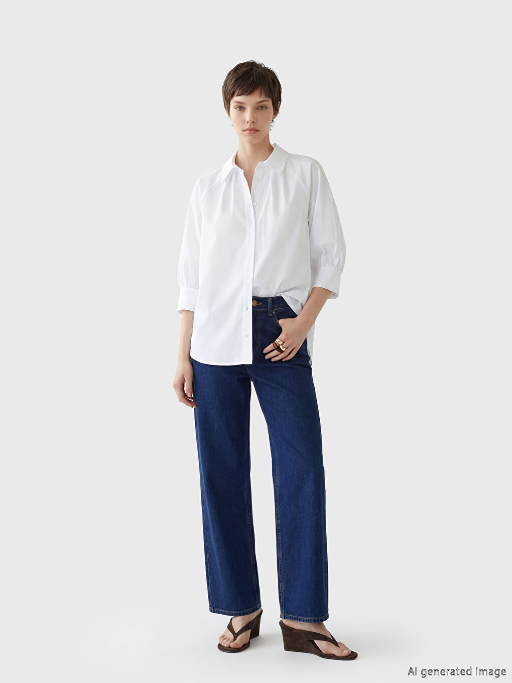 Beyaz Poplin Kadın Gömlek-1