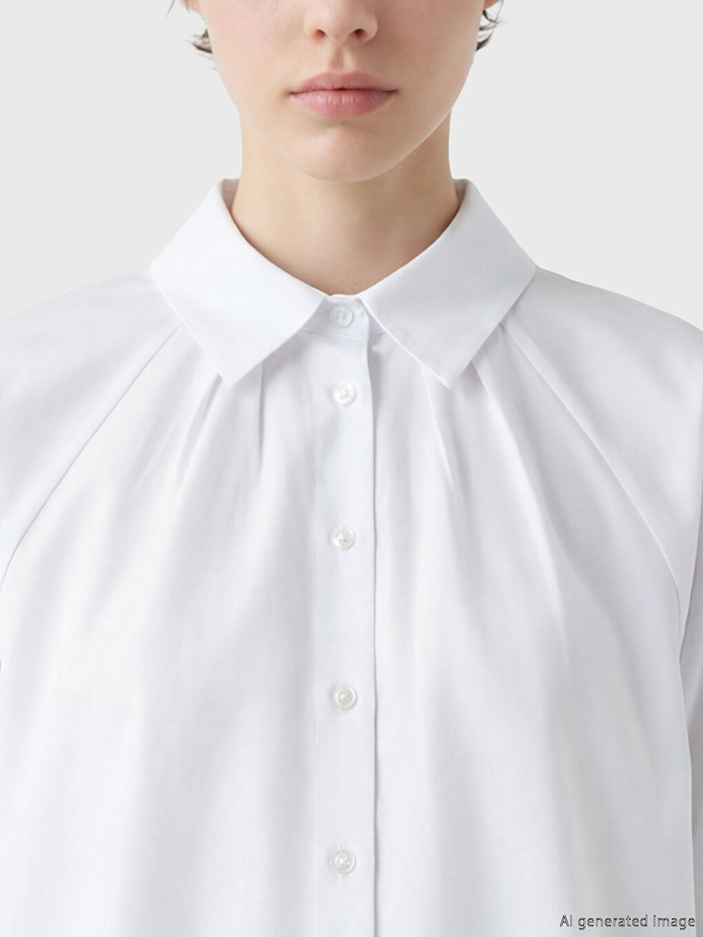 Beyaz Poplin Kadın Gömlek-2