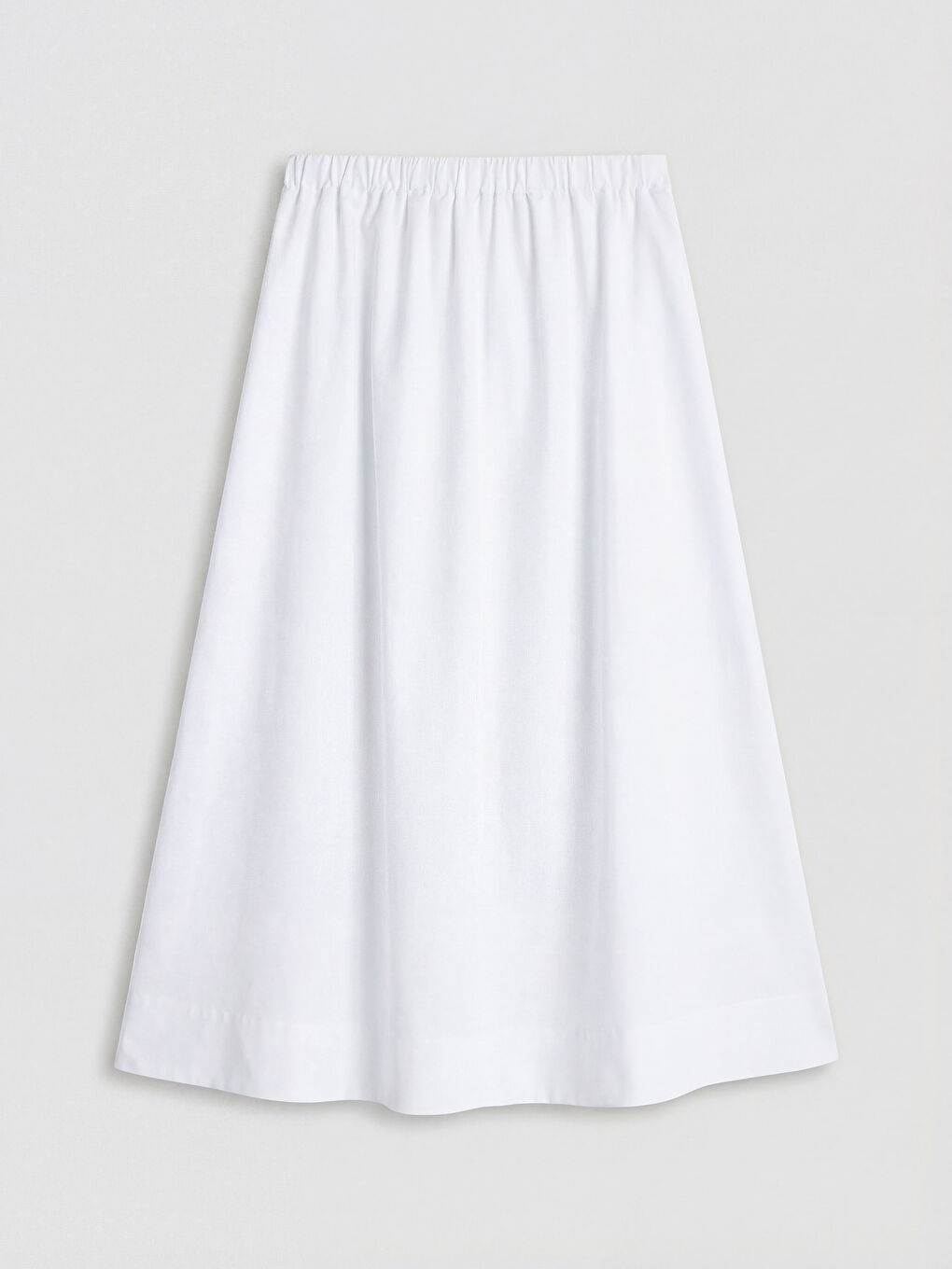 Beyaz Beli Lastikli A Kesim Etek-1