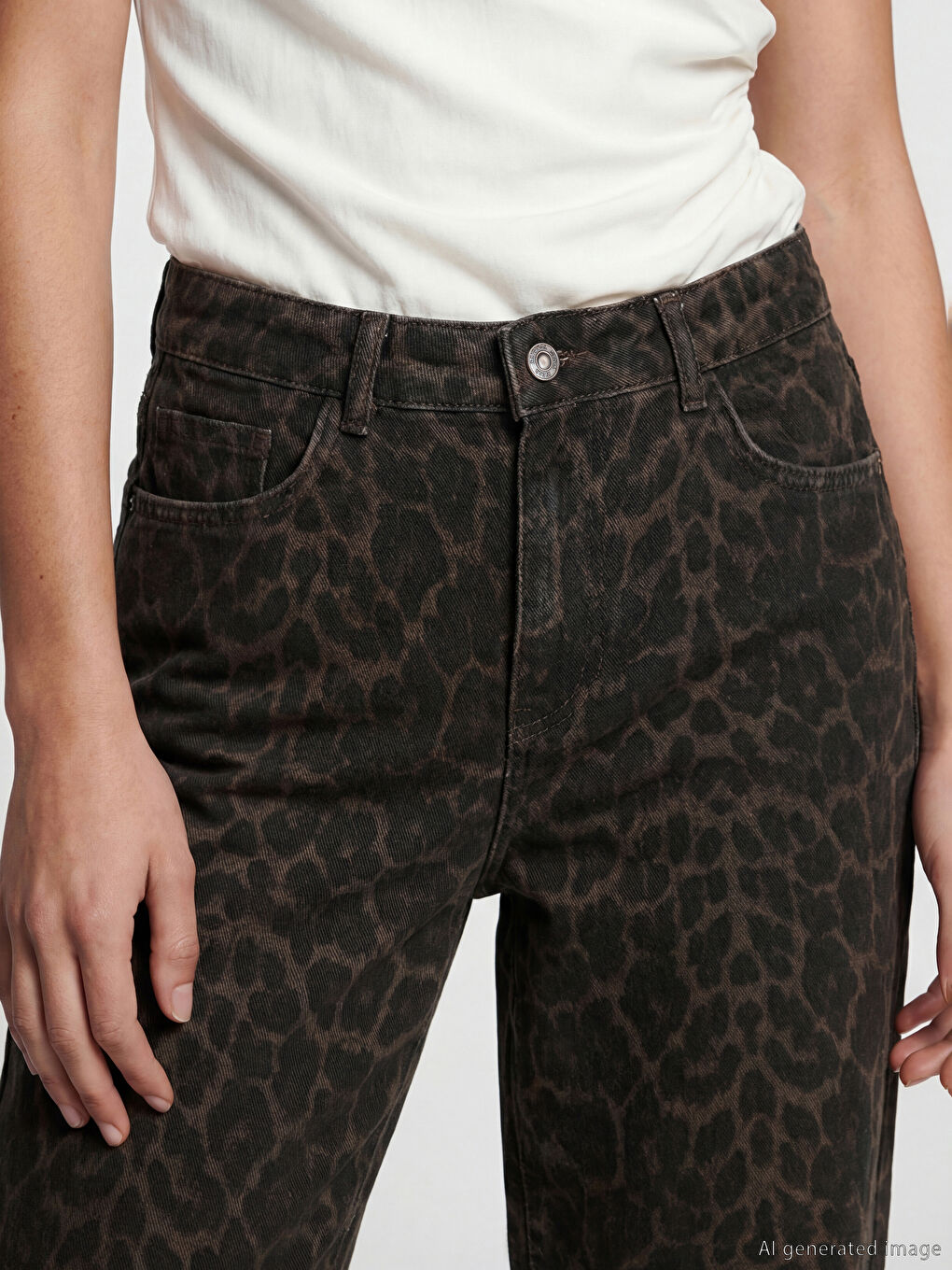 Straight Fit Leopard Print Women's Jeans-2