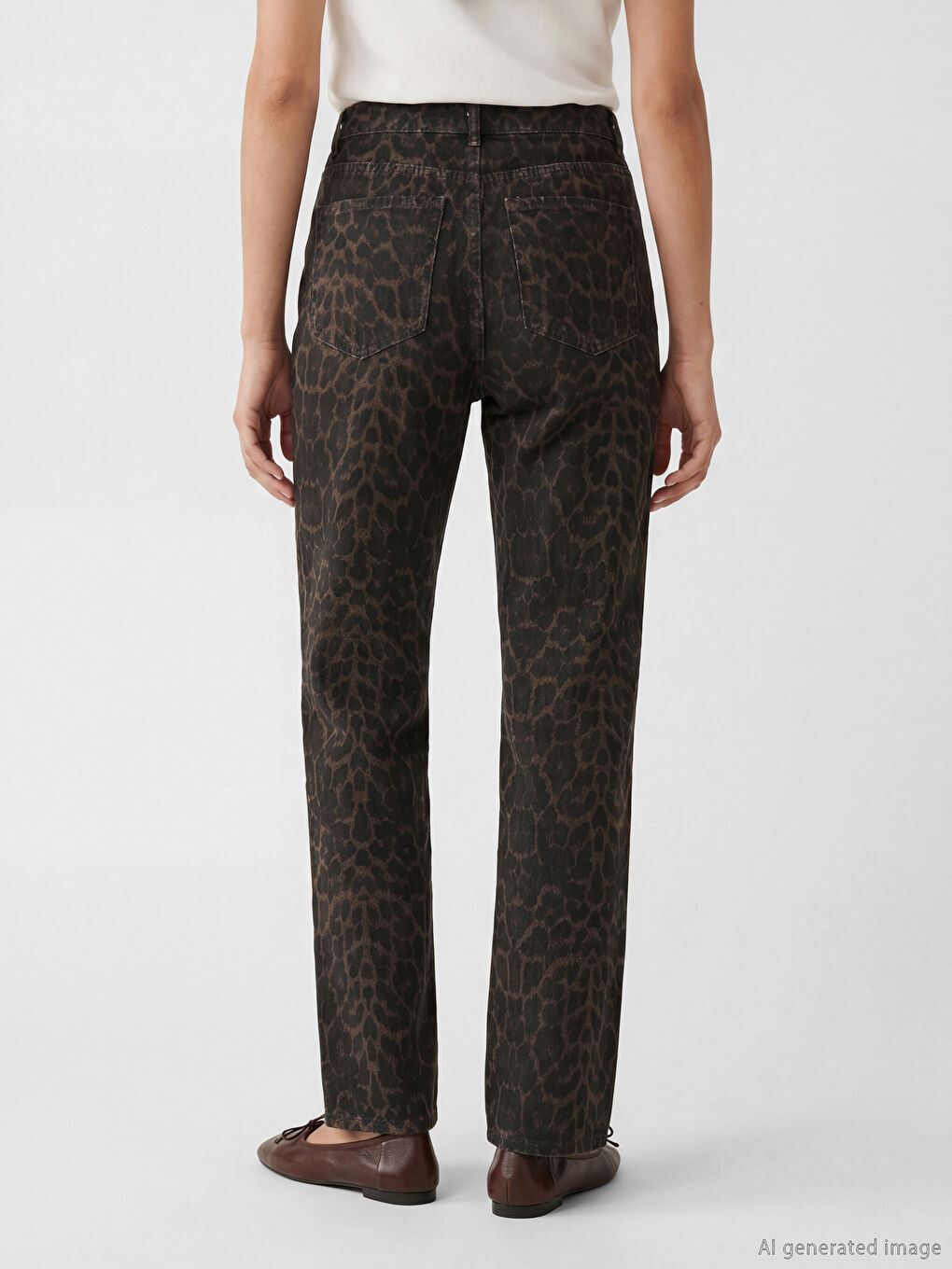 Straight Fit Leopard Print Women's Jeans-3