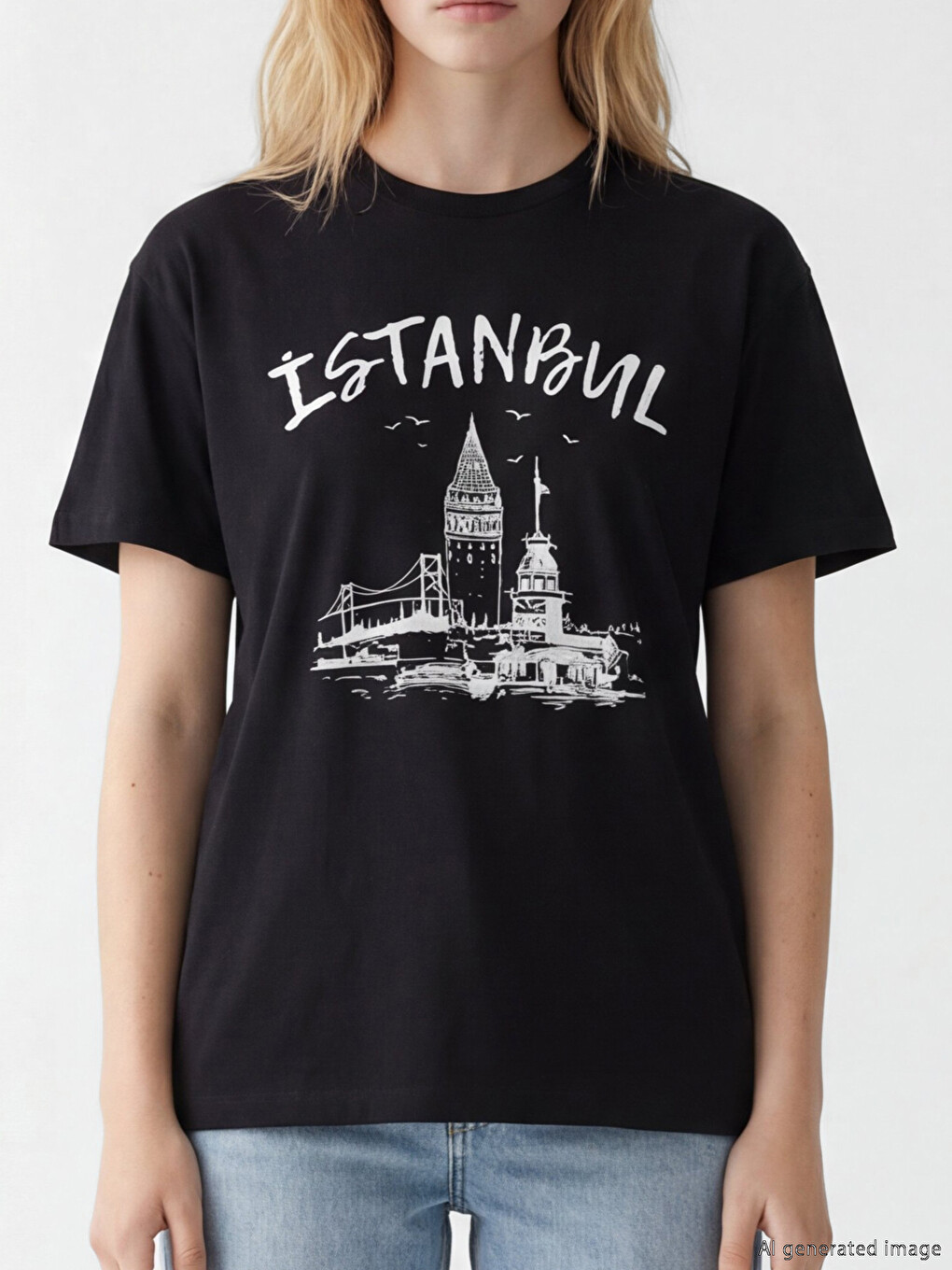 Crew Neck Istanbul Printed Women's T-Shirt-2