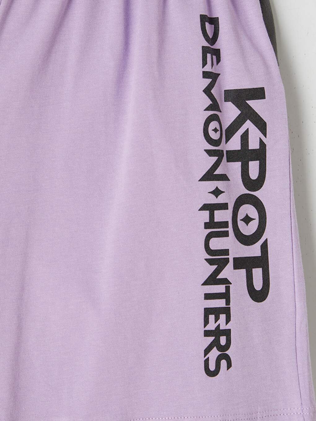Gri K-pop Demon Hunters Baskılı Kız Çocuk Şortlu Pijama Takımı-5