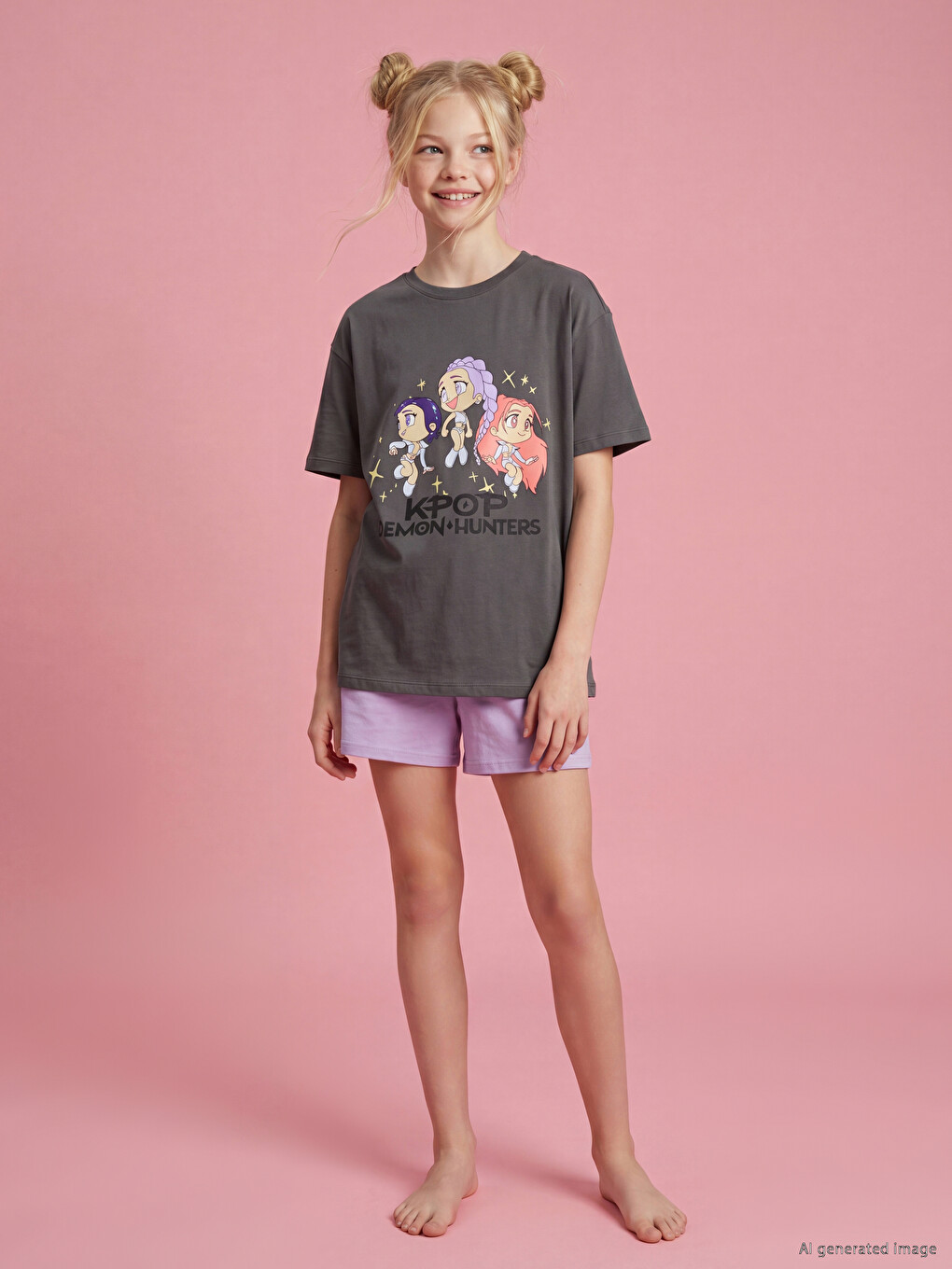 K-pop Demon Hunters Printed Girls' Shortie Pyjama Set