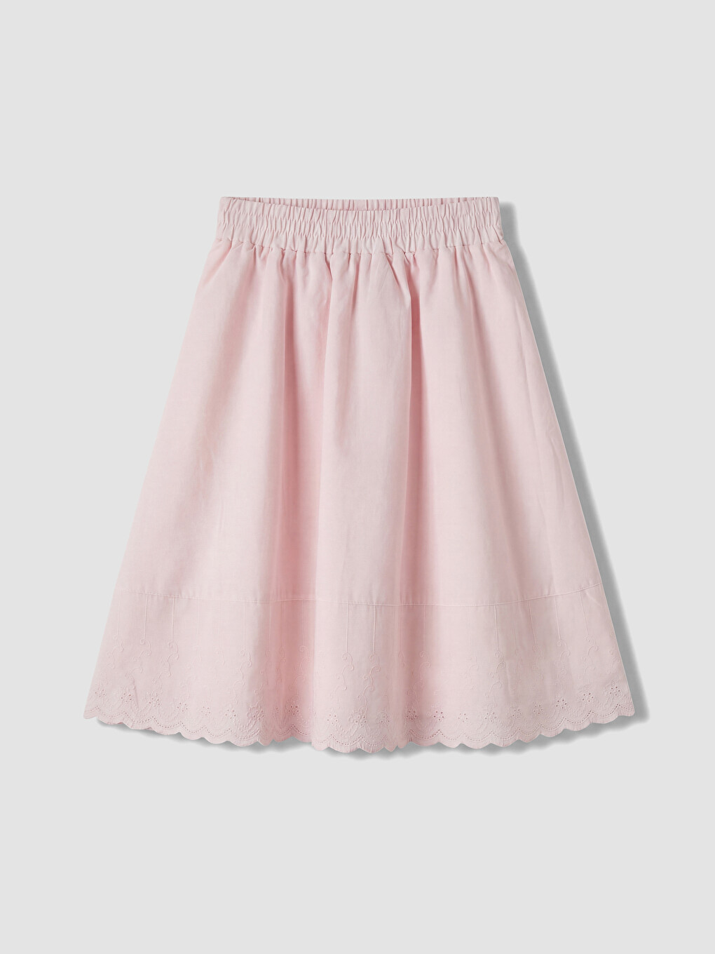 Pembe Kız Çocuk Brode İşlemeli Etek