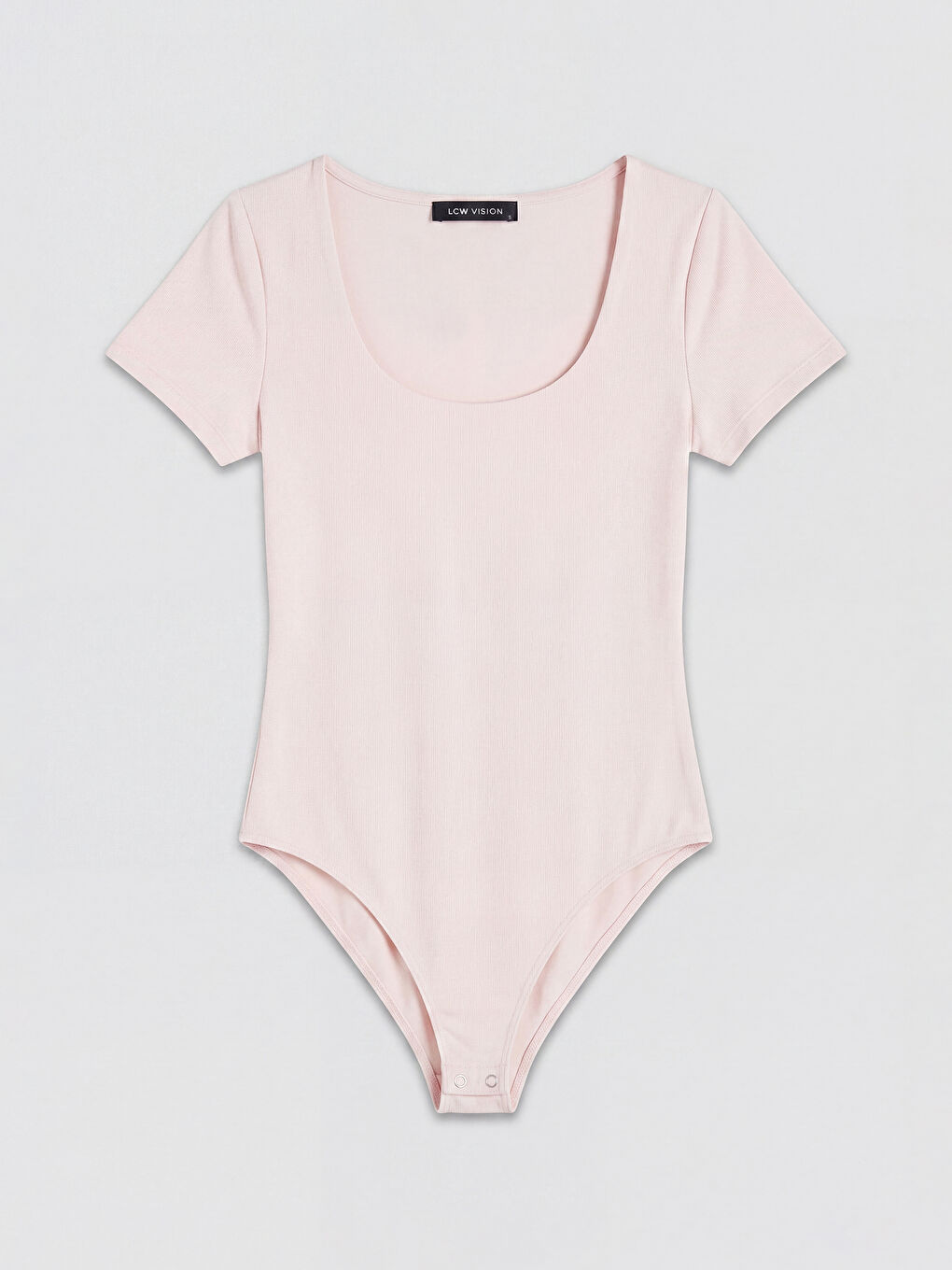 Pembe U Yaka Kadın Çıtçıtlı Body