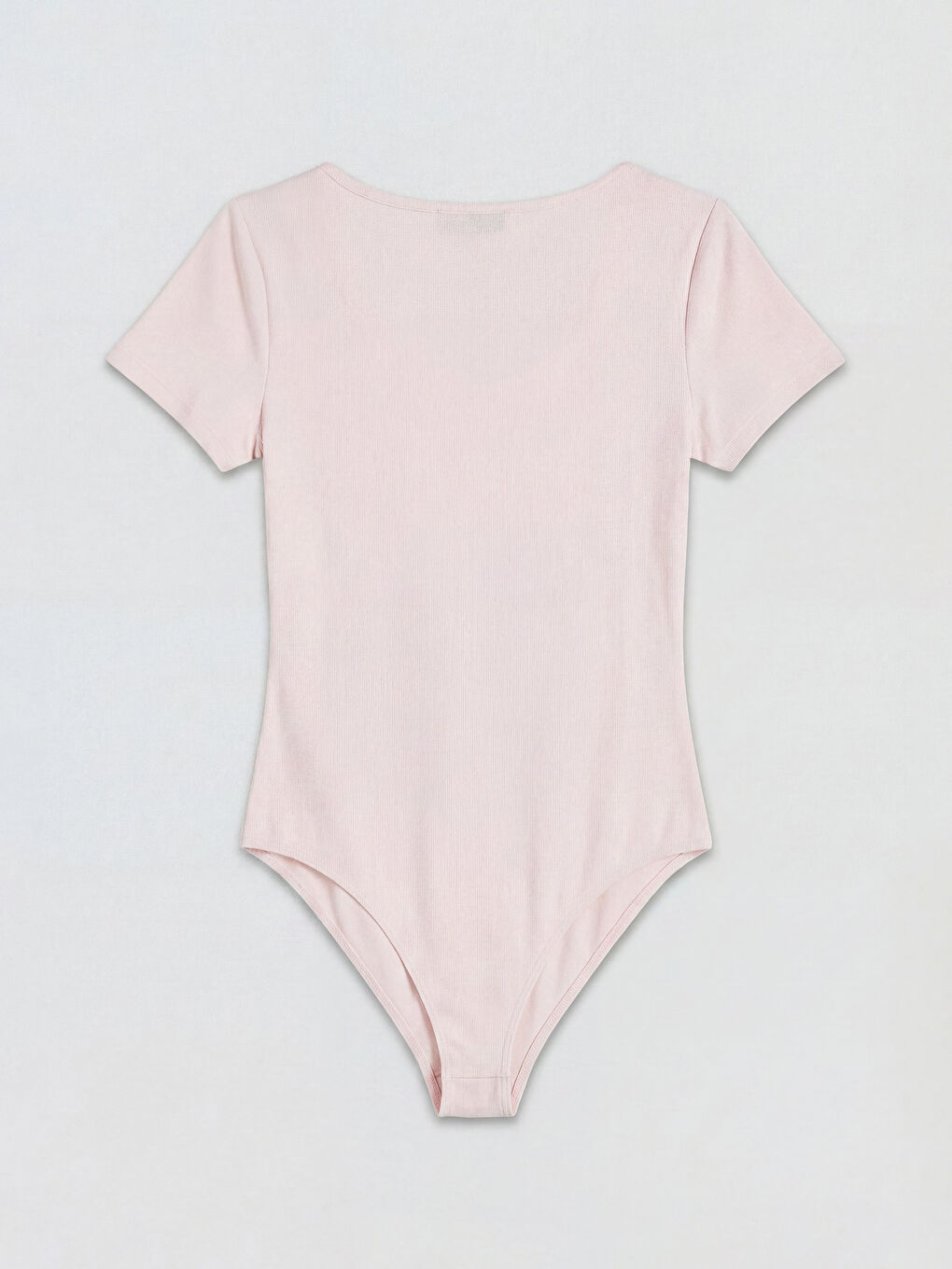 Pembe U Yaka Kadın Çıtçıtlı Body-1