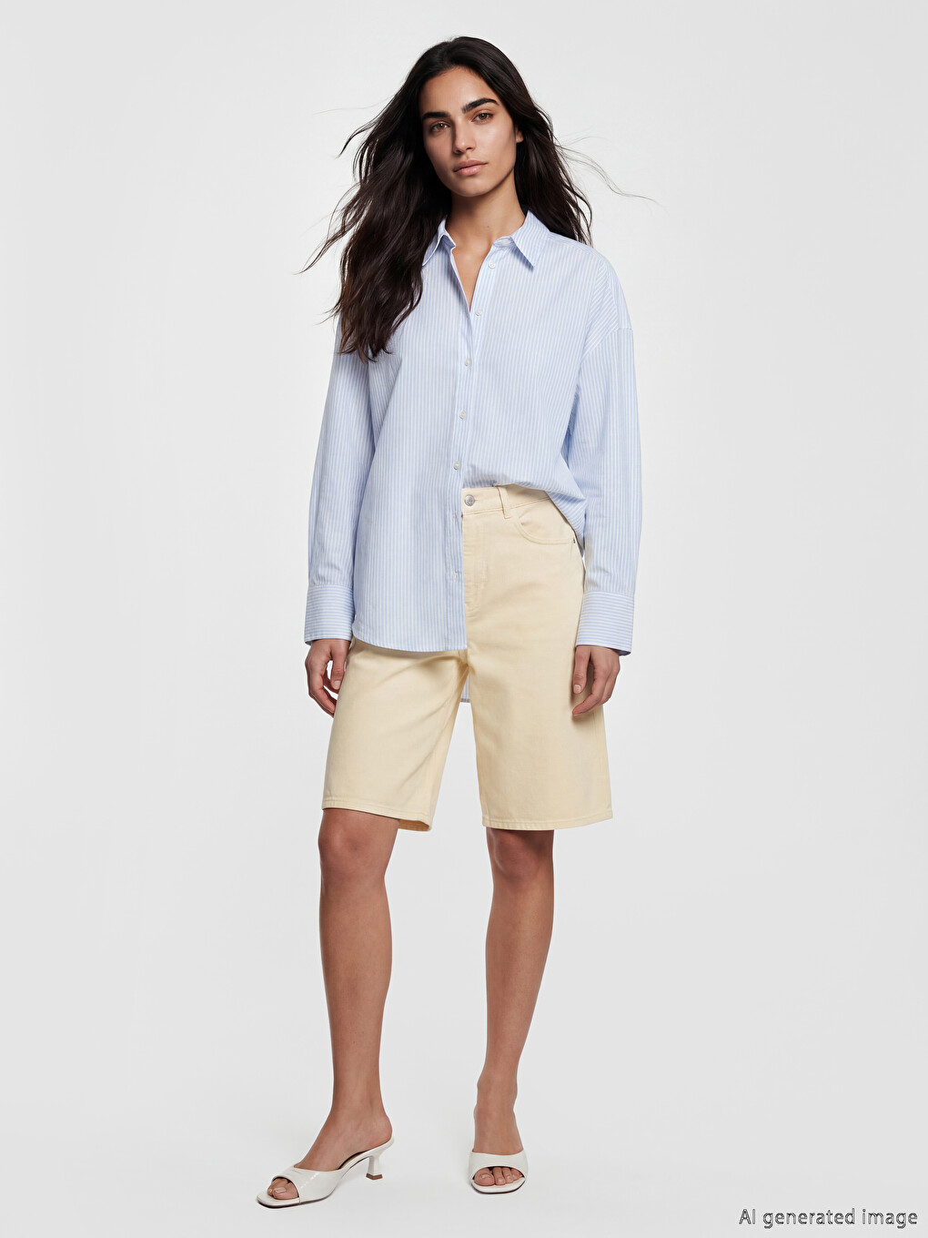 Striped Oversize Voile Women's Shirt-1