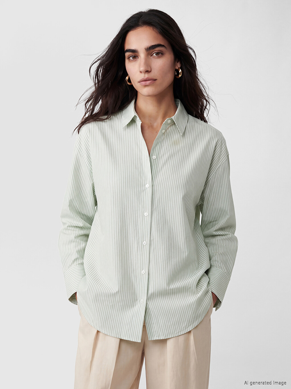 Woman Green Shirt