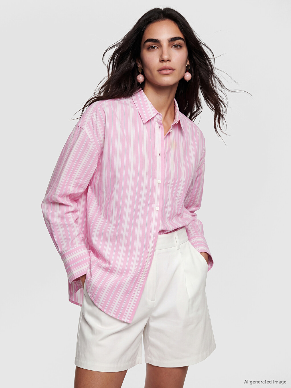 Striped Oversize Voile Women's Shirt