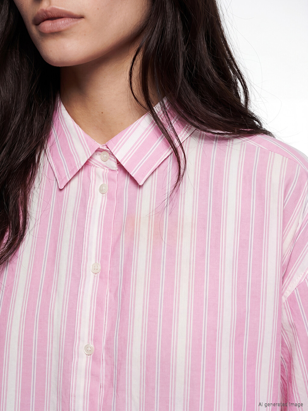 Striped Oversize Voile Women's Shirt-2